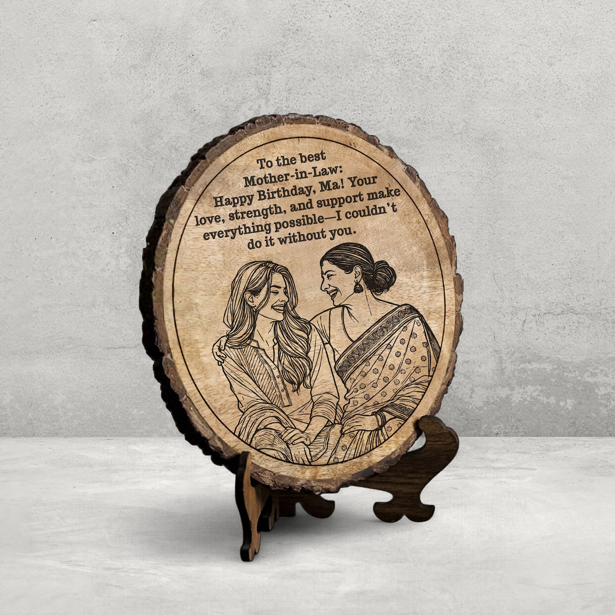 Customized Birthday Gift plaque for Mother-in-Law - Mango Wood 8x8 Inch