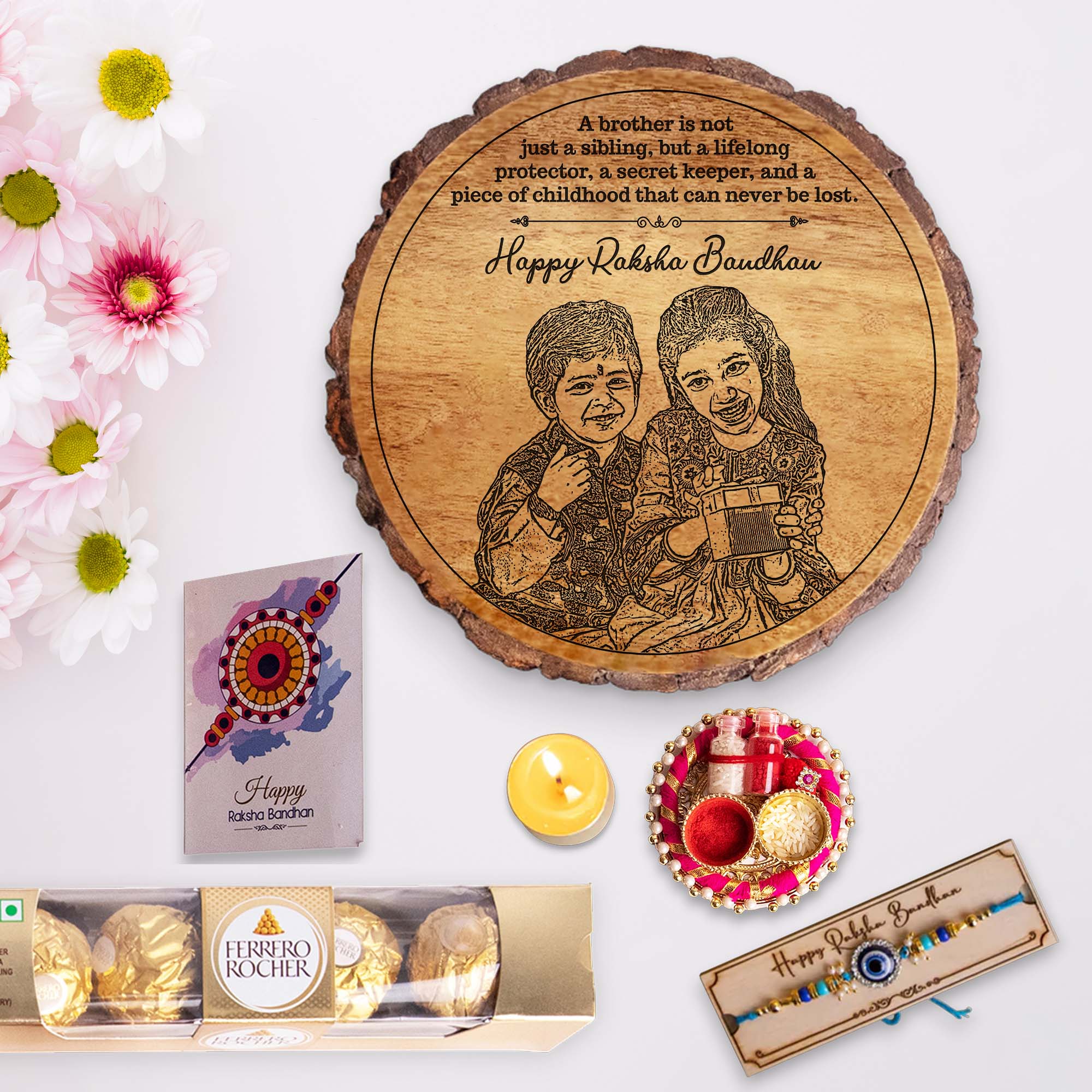 5-in-1 Sibling Love Treasure Box – A Heartfelt Hamper Featuring a Gift wooden plaque