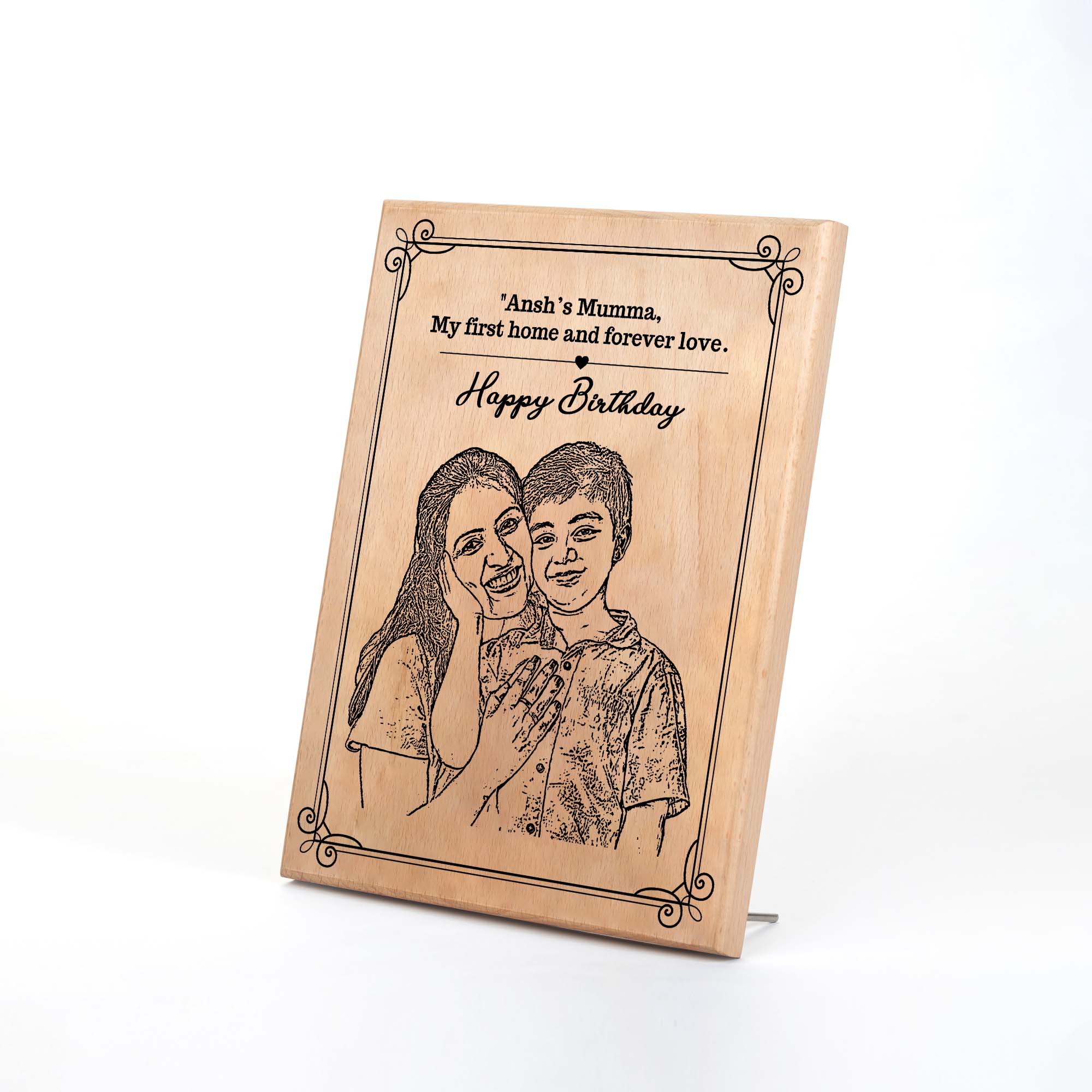 Customized Birthday Gift Plaque for Mom - Steam beech Wood 7X9 Inch