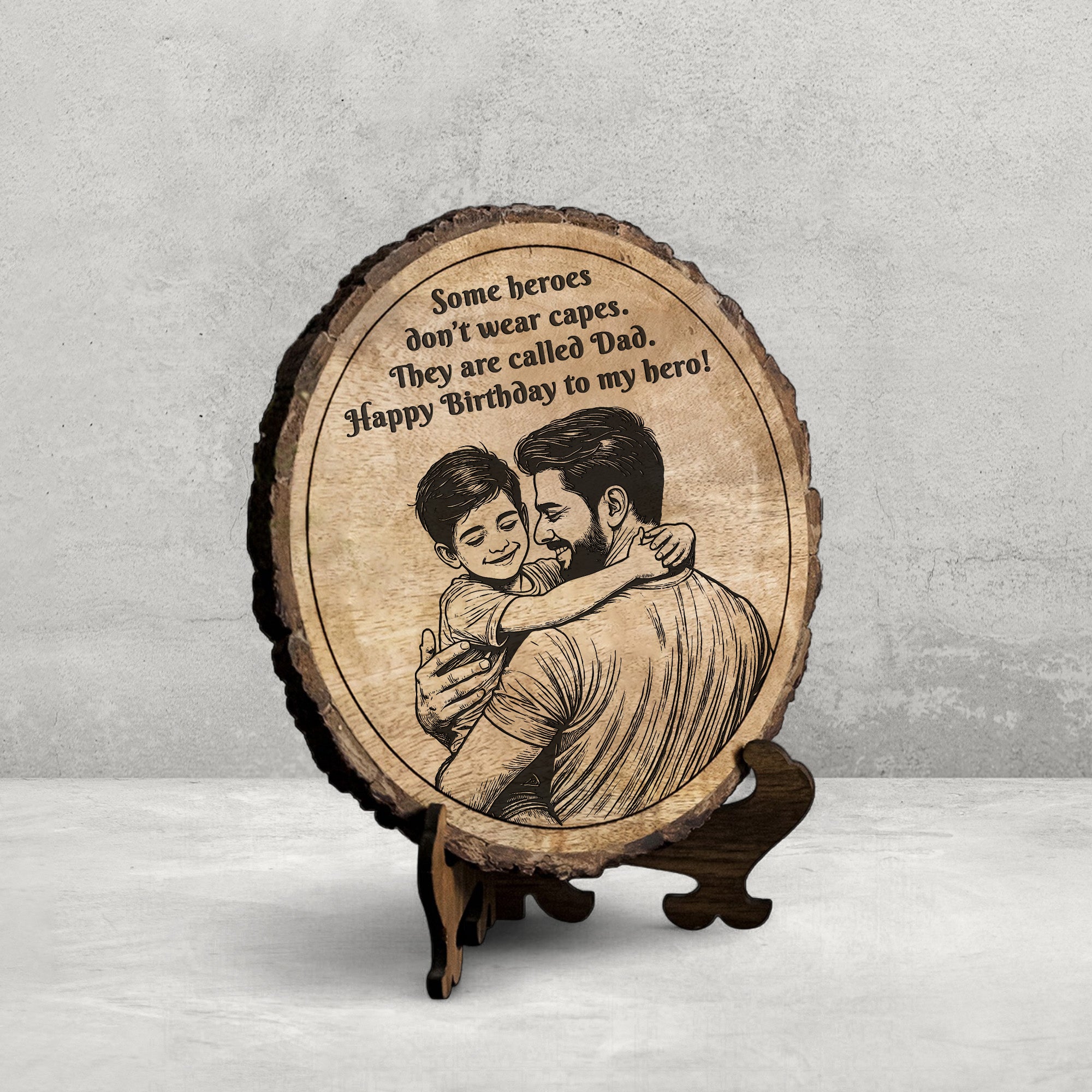 Customized Birthday Gift plaque for Dad - Mango Wood 8x8 Inch