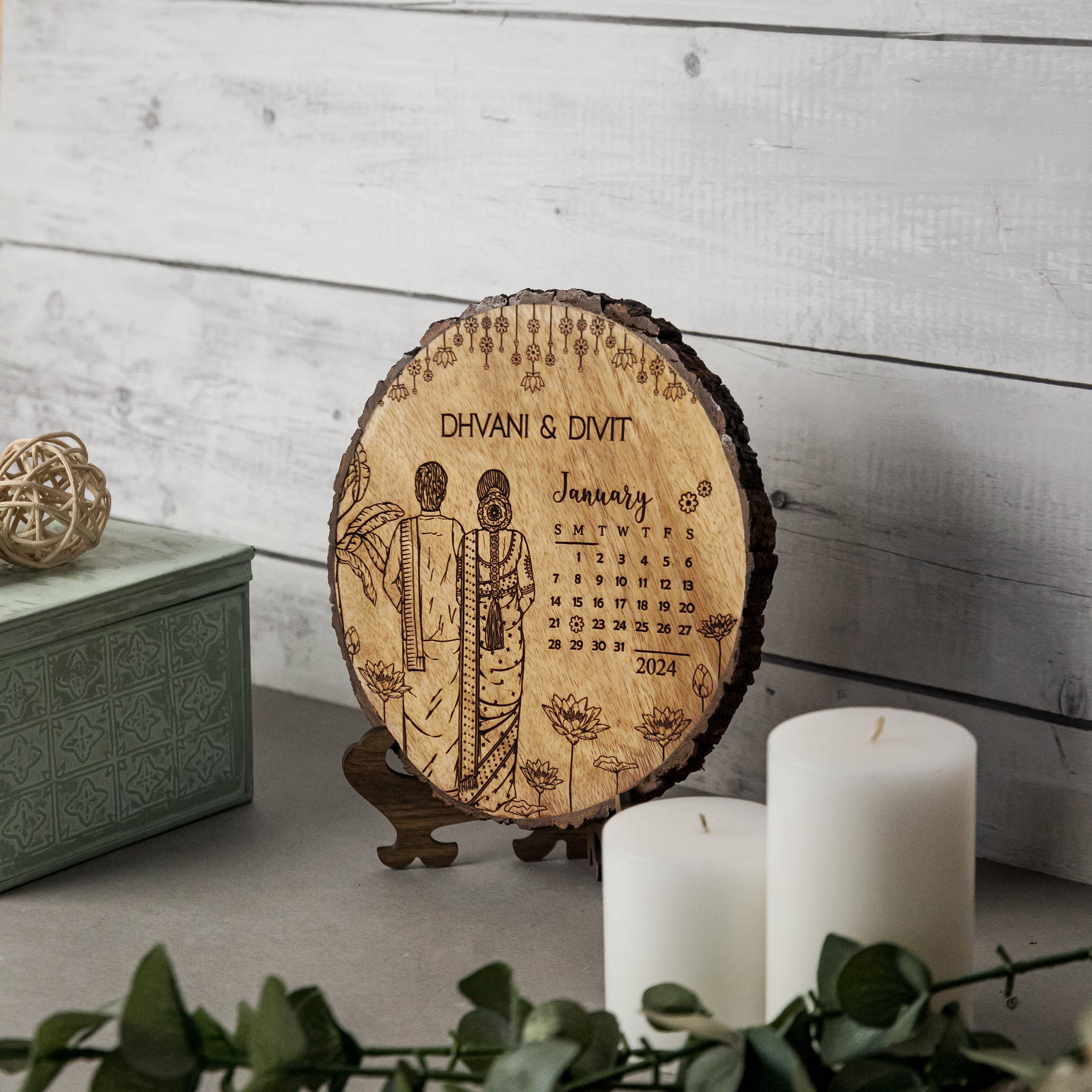 CUSTOMIZED SOUTH INDIAN WEDDING GIFT' - Wooden Plaque