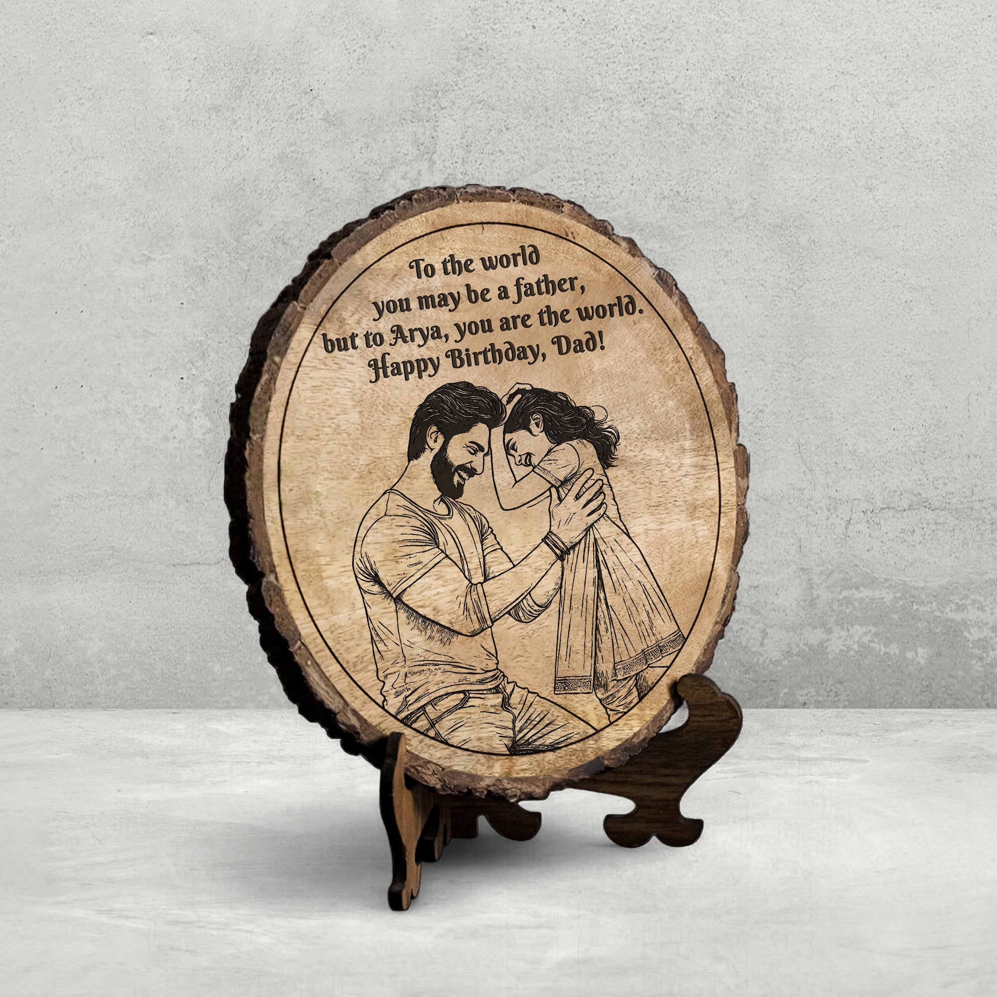 Customized Birthday Gift plaque for Dad - Mango Wood 8x8 Inch