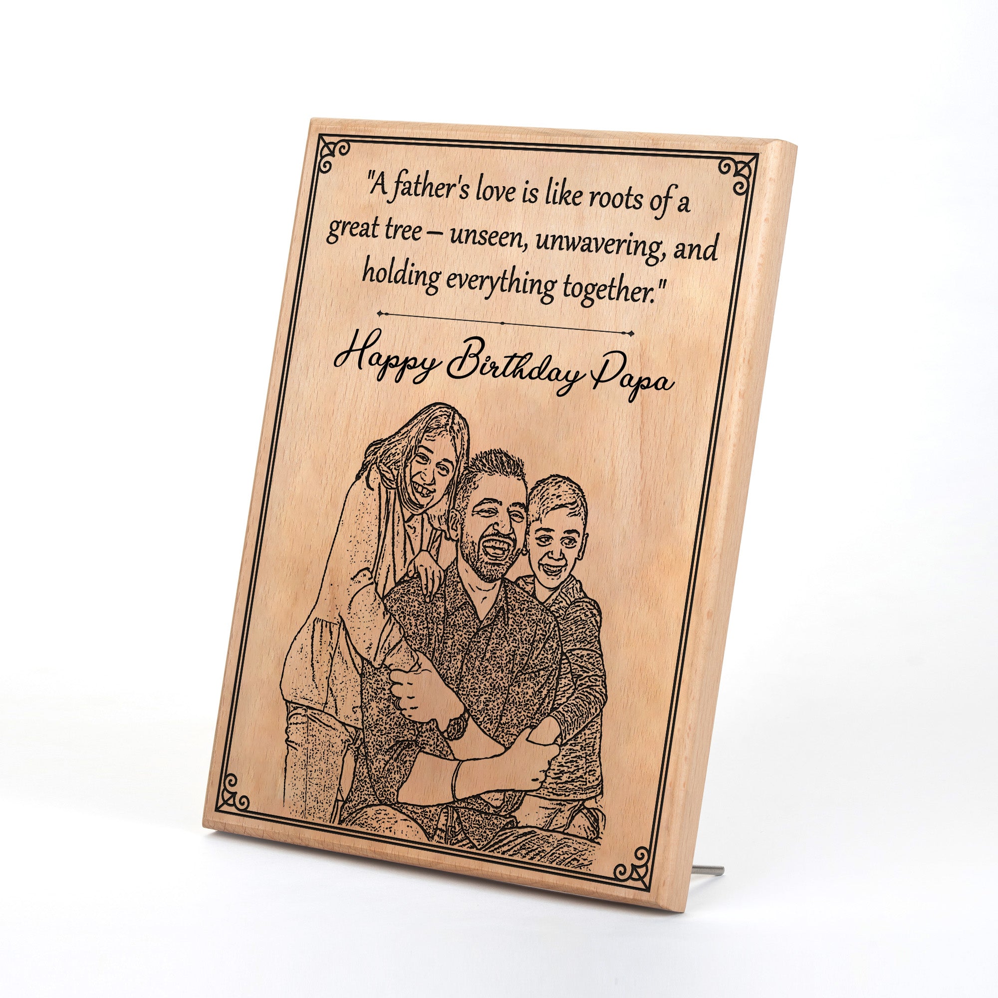 Customized Birthday Gift Plaque for Dad - Steam beech Wood 9x12 Inch