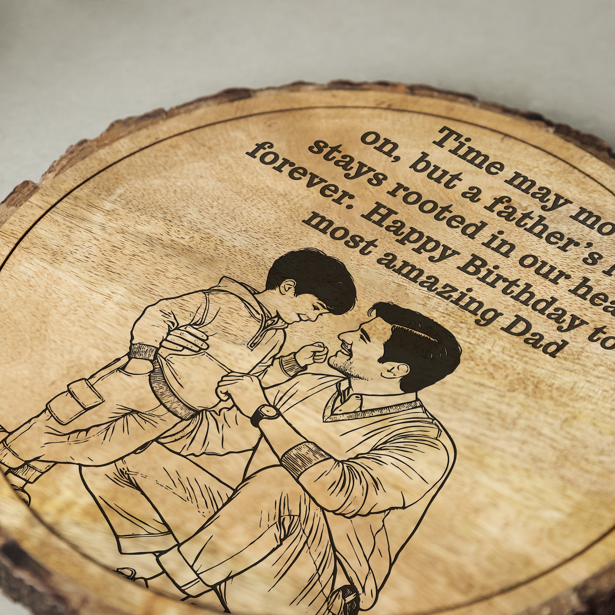 Customized Birthday Gift plaque for Dad - Mango Wood 8x8 Inch