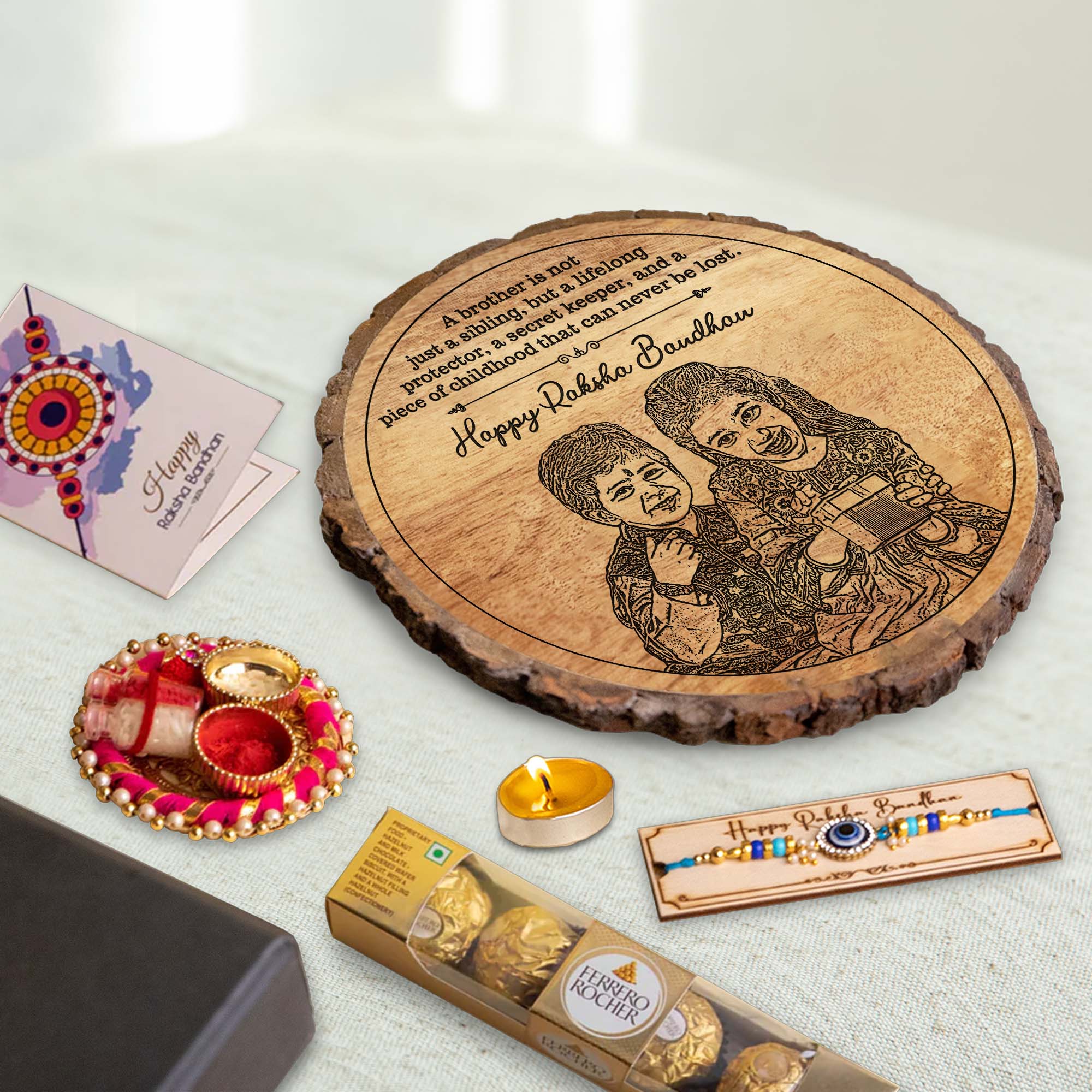 5-in-1 Sibling Love Treasure Box – A Heartfelt Hamper Featuring a Gift wooden plaque