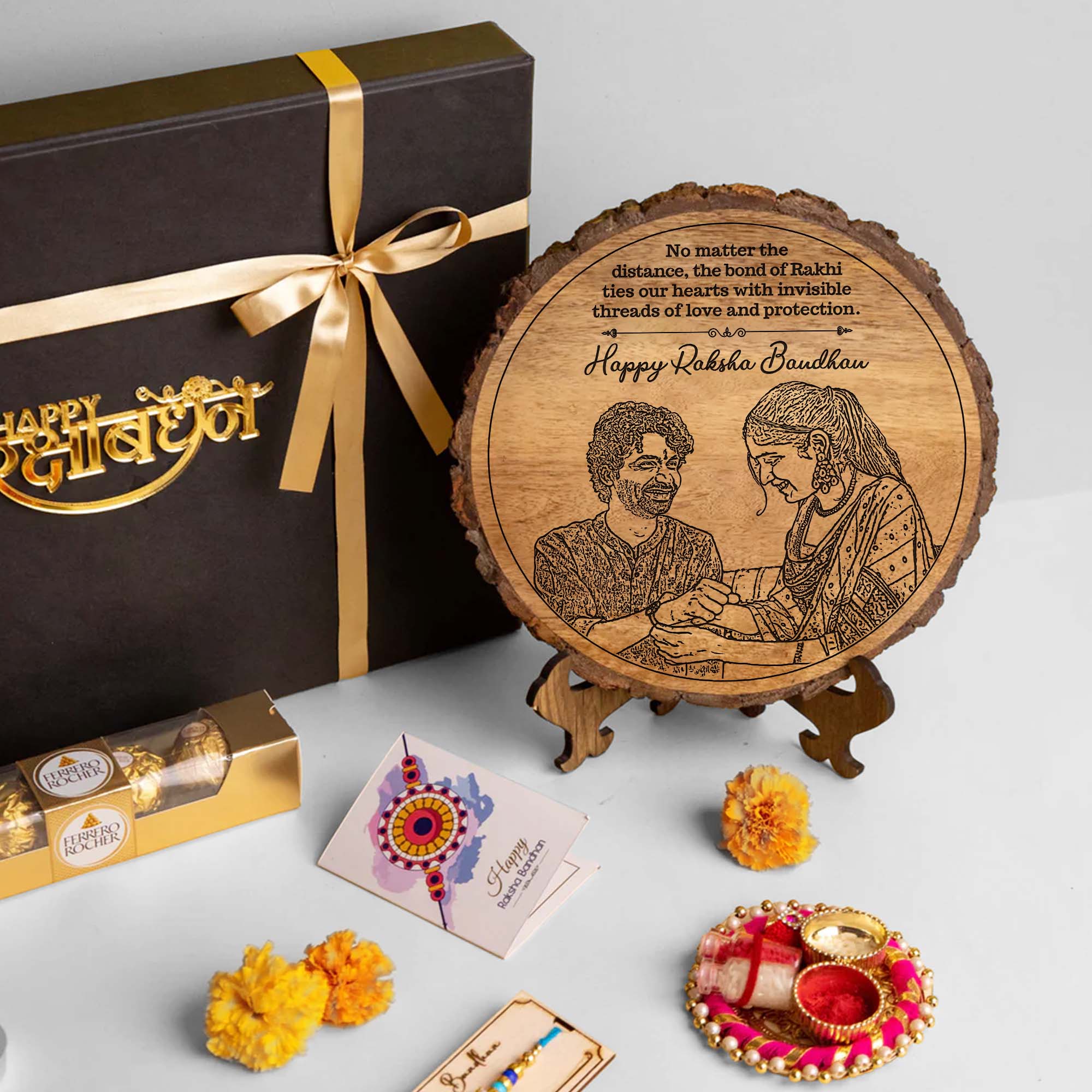 5-in-1 Sibling Love Treasure Box – A Heartfelt Hamper Featuring a Gift wooden plaque