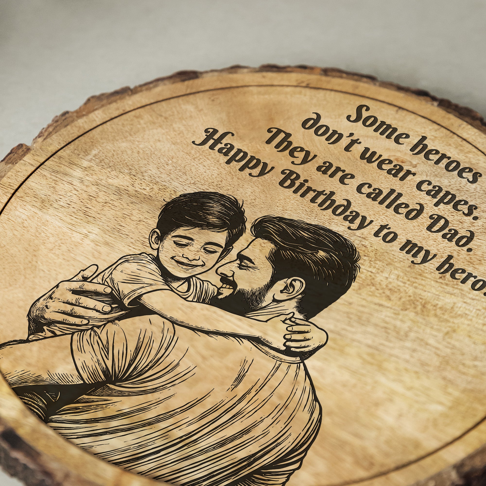 Customized Birthday Gift plaque for Dad - Mango Wood 8x8 Inch