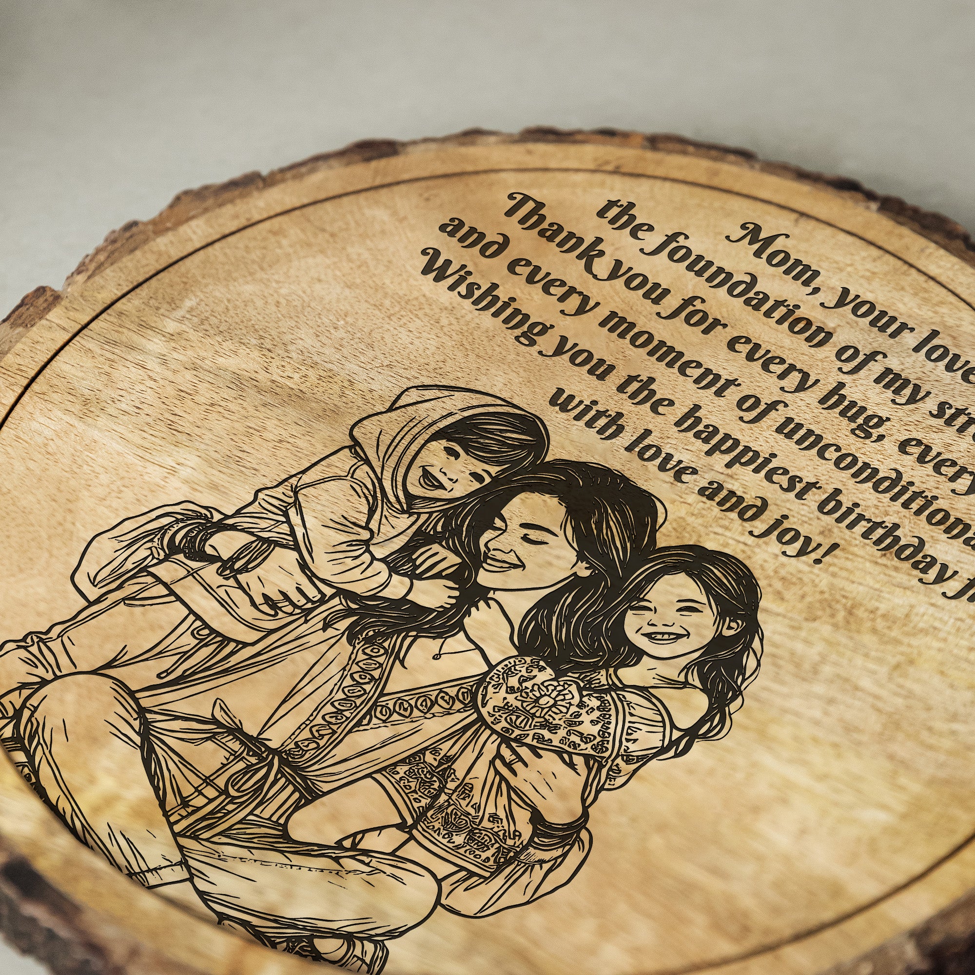 Customized Birthday Gift Plaque for Mom - Mango Wood 8x8 Inch