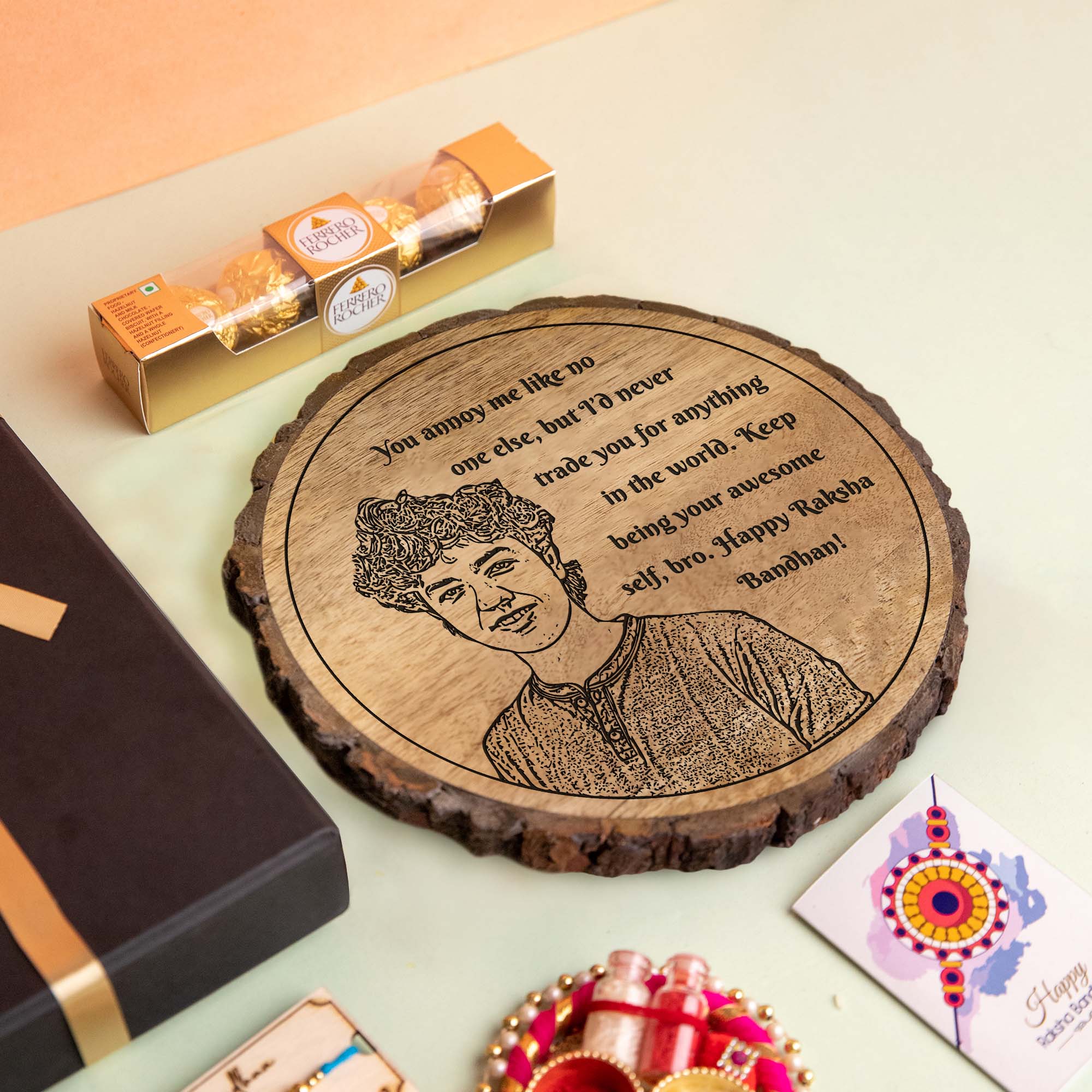 5-in-1 Sibling Love Treasure Box – A Heartfelt Hamper Featuring a Gift plaque for brother's