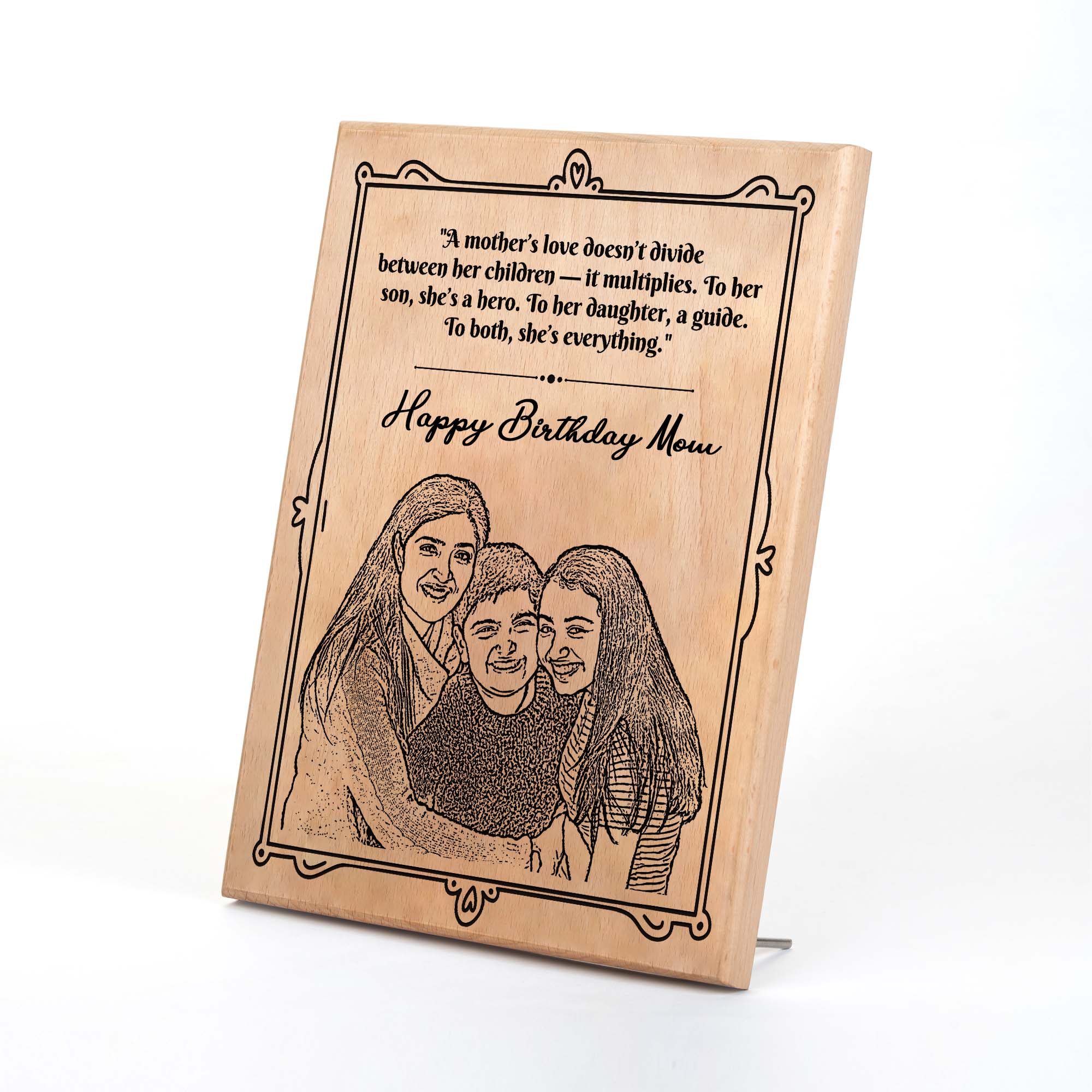 Customized Birthday Gift Plaque for Mom - Steam beech Wood 9x12 Inch