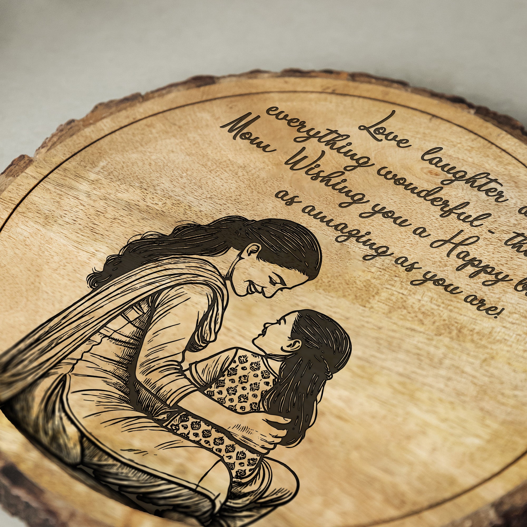 Customized Birthday Gift Plaque for Mom - Mango Wood 8x8 Inch