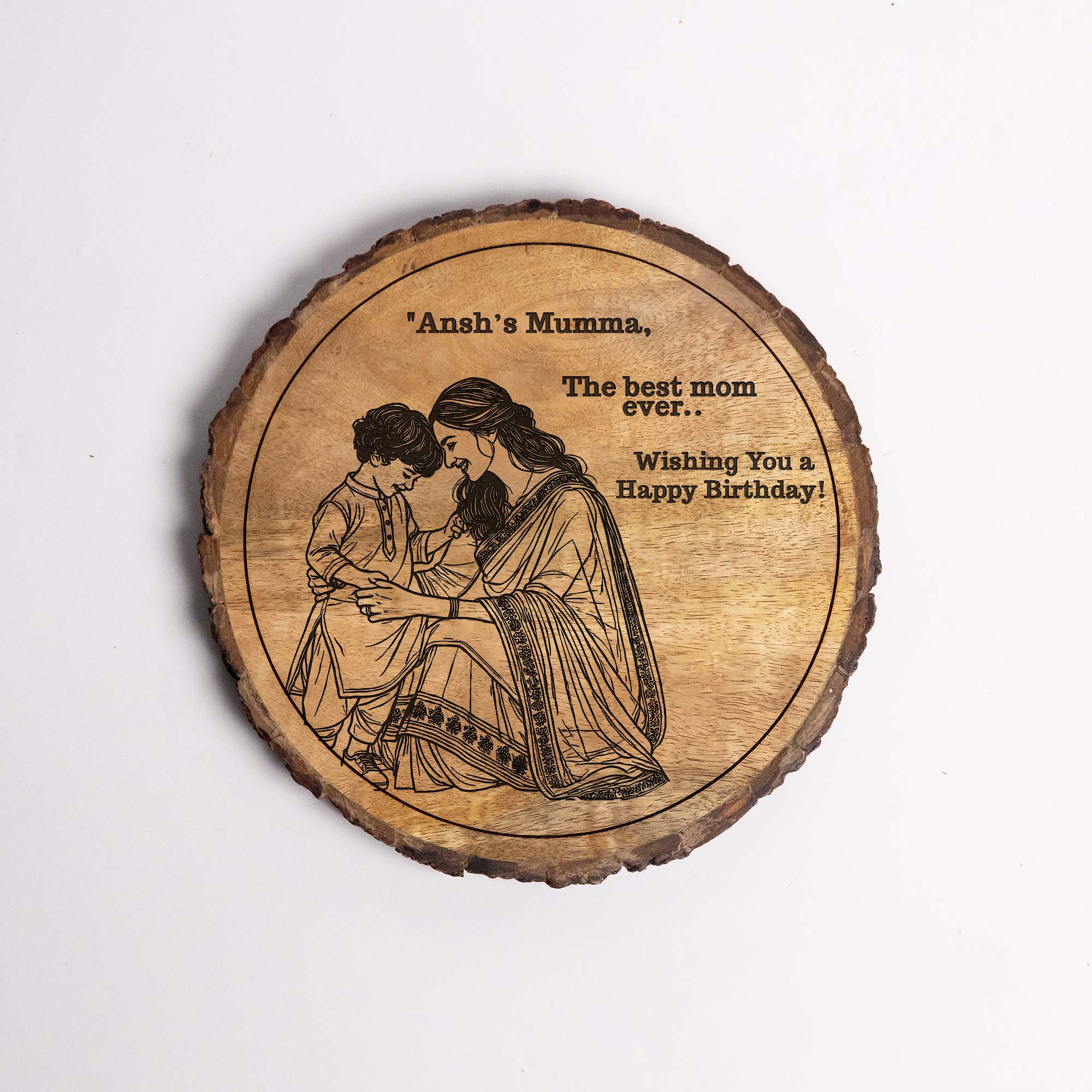 Customized Birthday Gift Plaque for Mom - Mango Wood 8x8 Inch