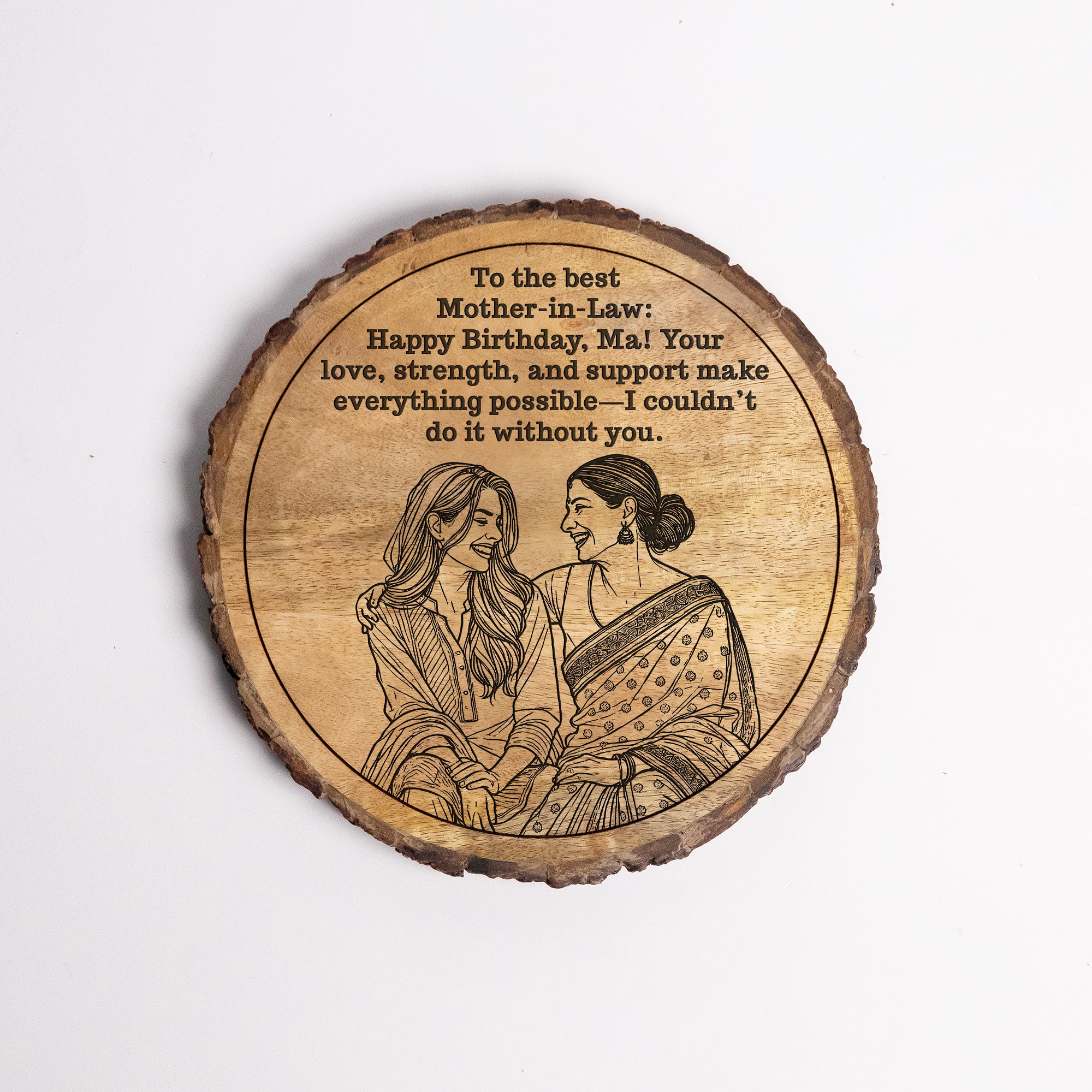 Customized Birthday Gift plaque for Mother-in-Law - Mango Wood 8x8 Inch