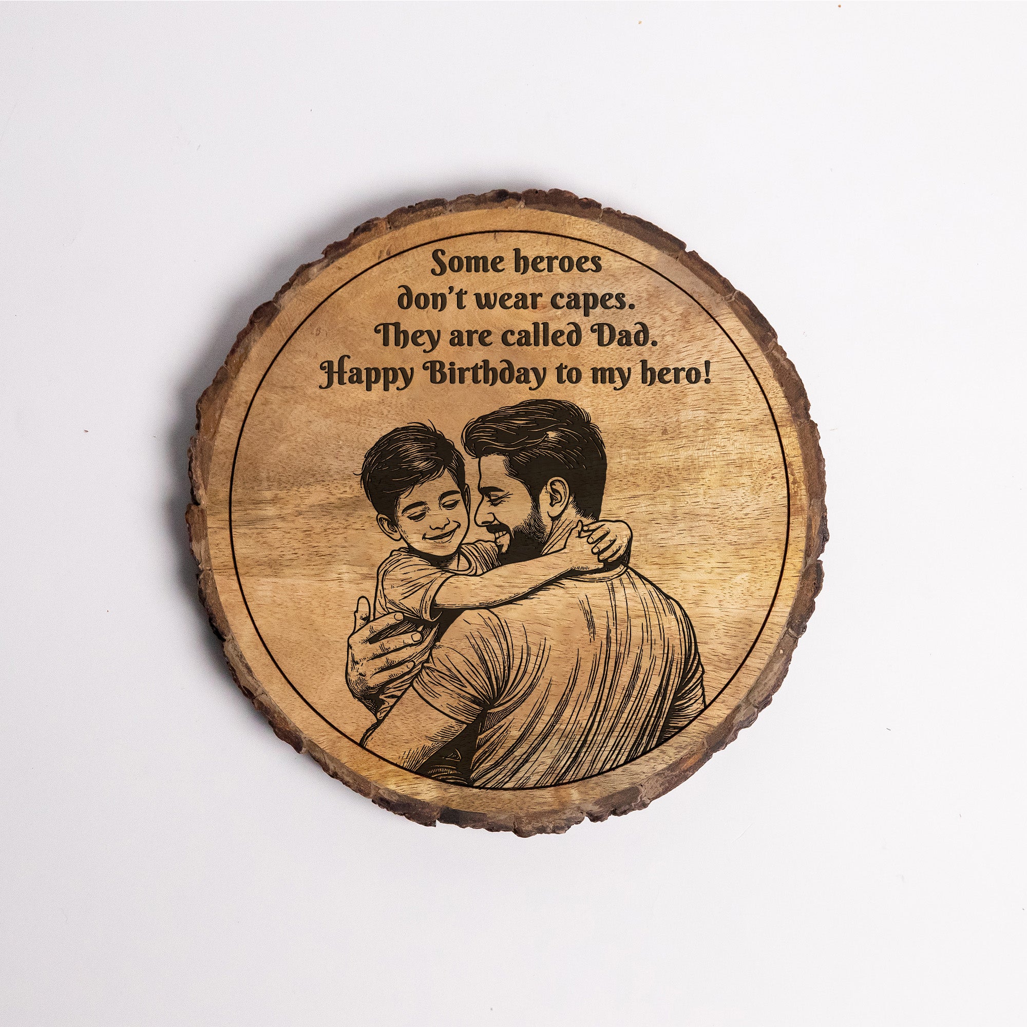 Customized Birthday Gift plaque for Dad - Mango Wood 8x8 Inch