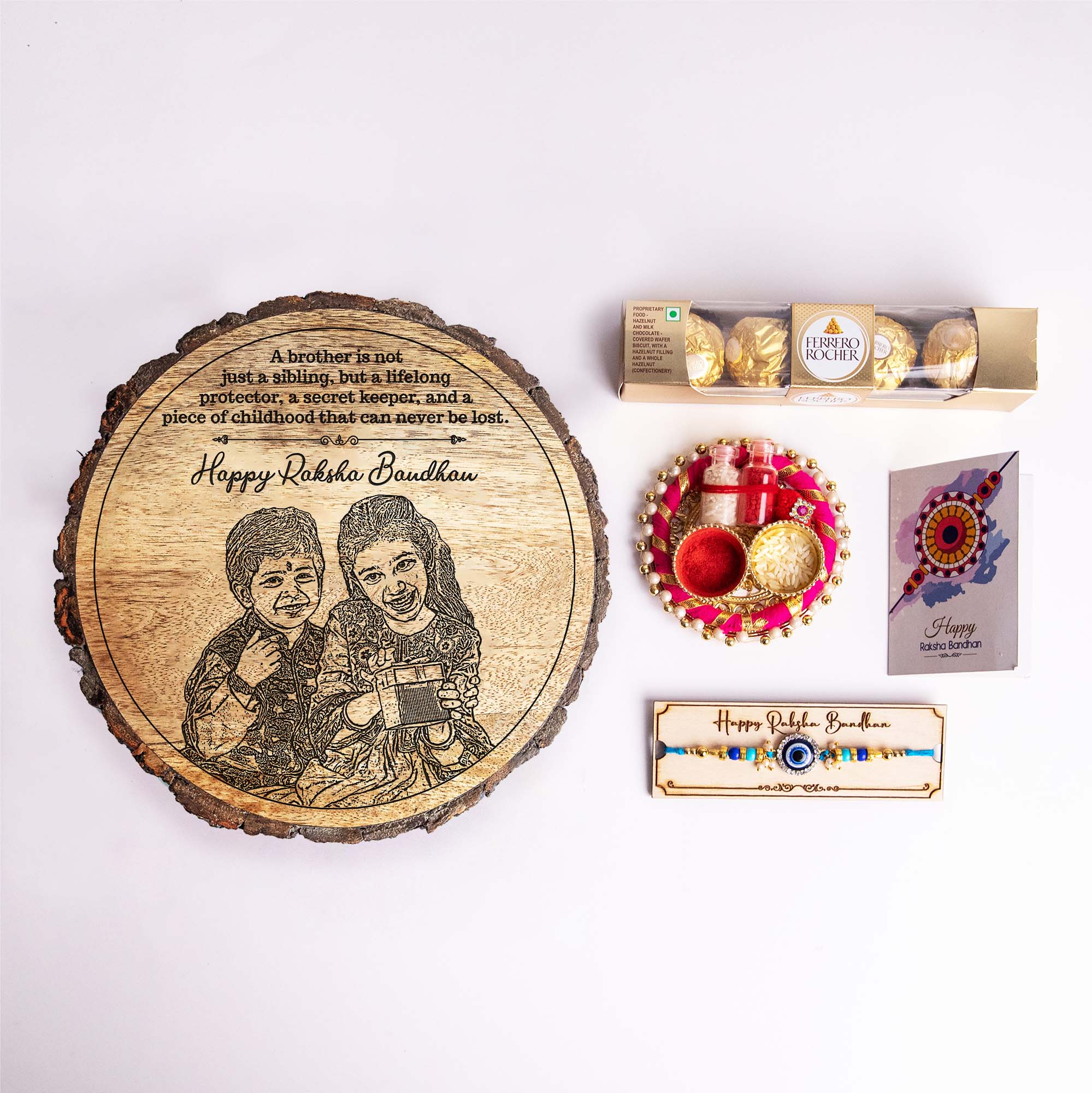 5-in-1 Sibling Love Treasure Box – A Heartfelt Hamper Featuring a Gift wooden plaque