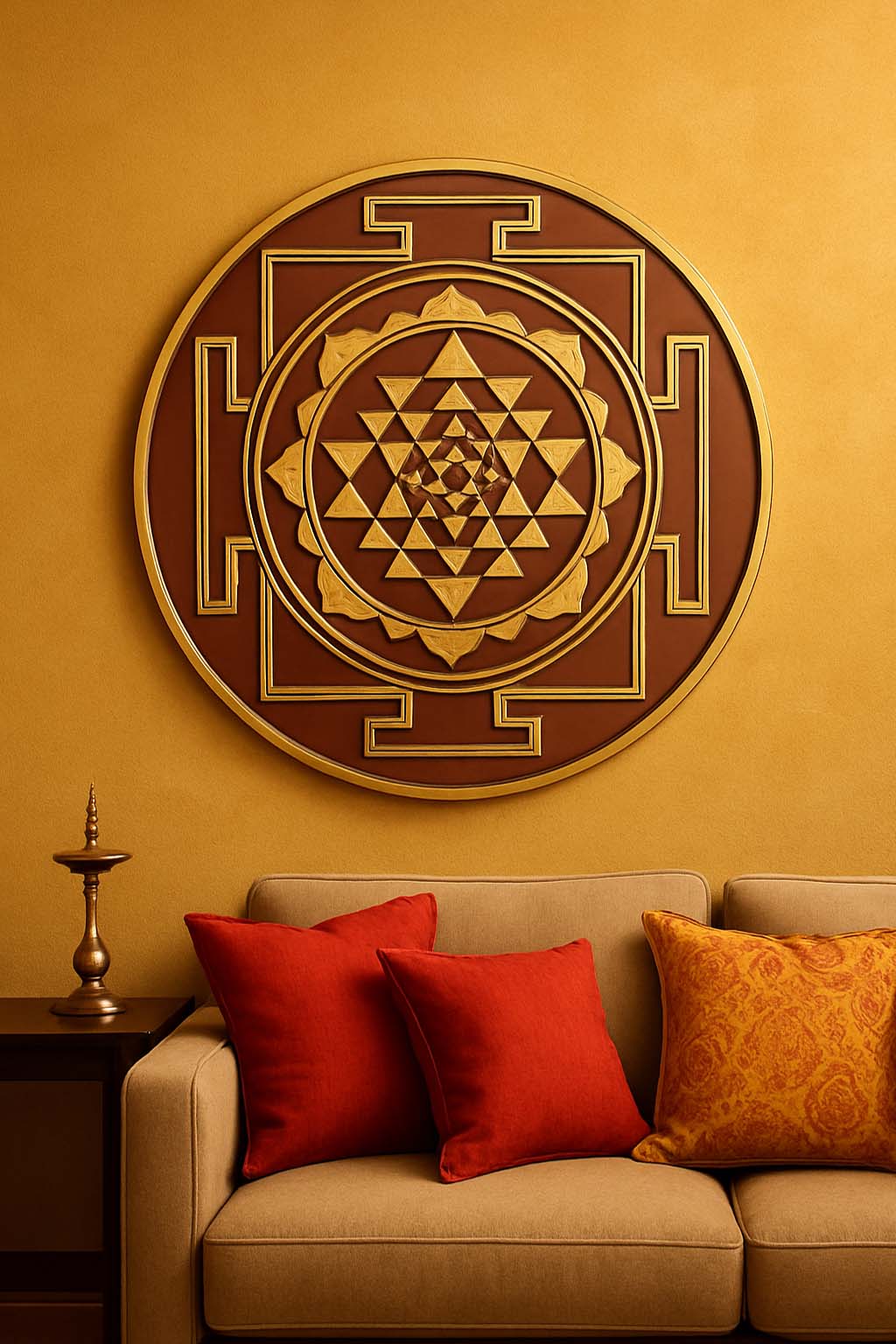 3D Shree Yantra Round Wall Art