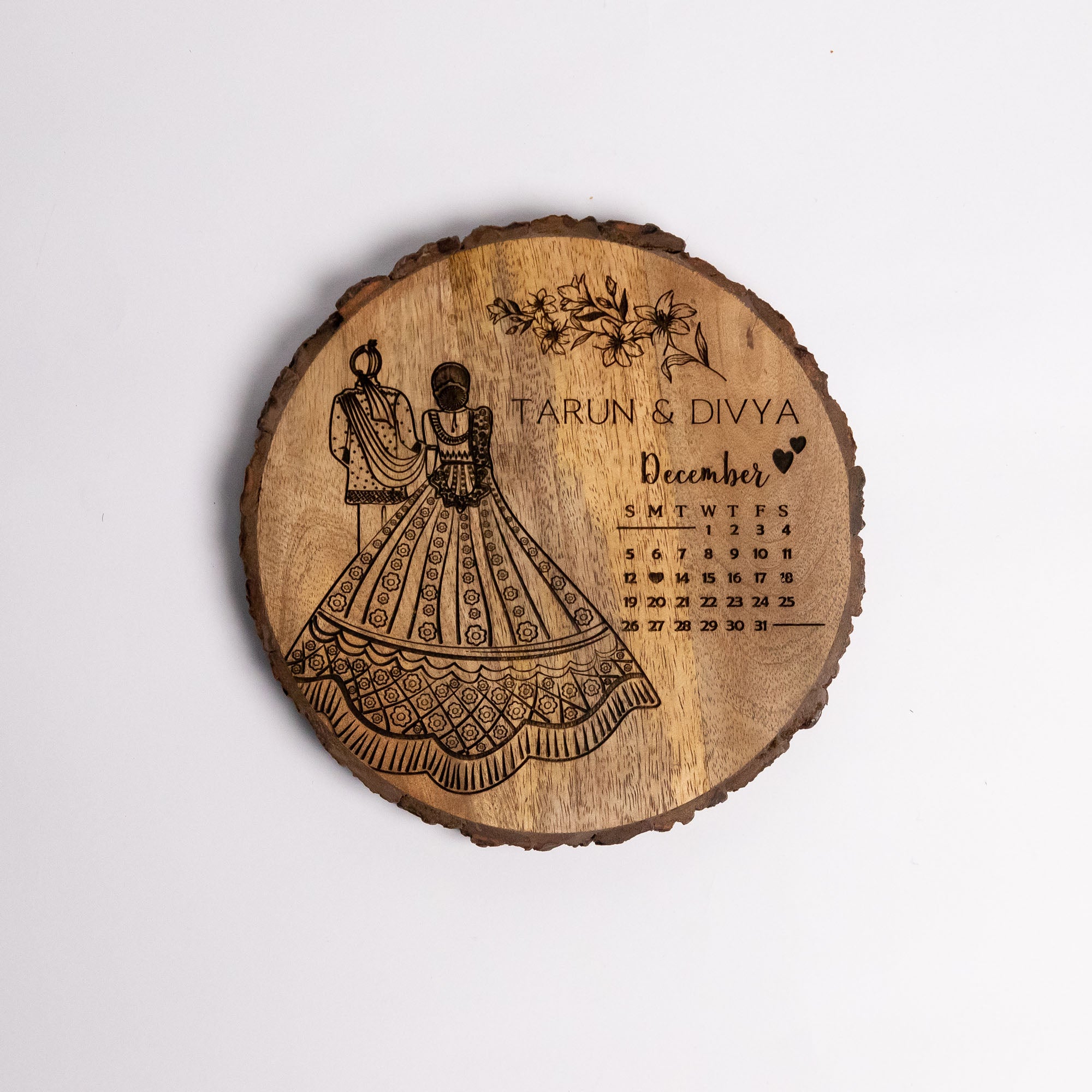 'CUSTOMIZED NORTH INDIAN WEDDING GIFT' - Wooden Plaque