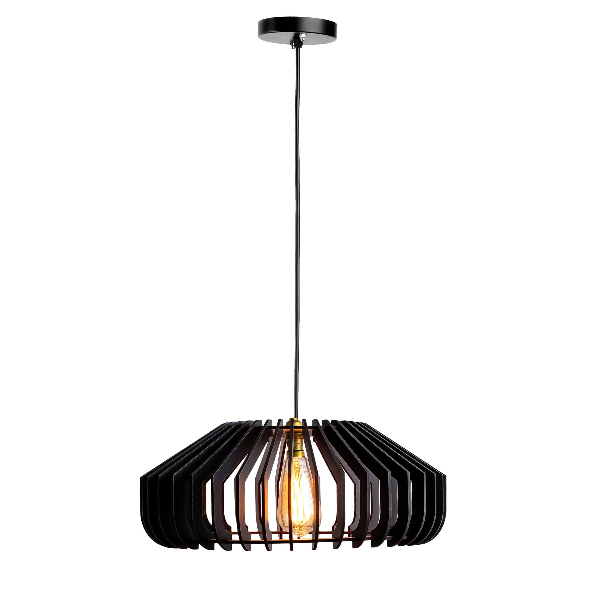 Cassa Black Wood Ceiling Lamp