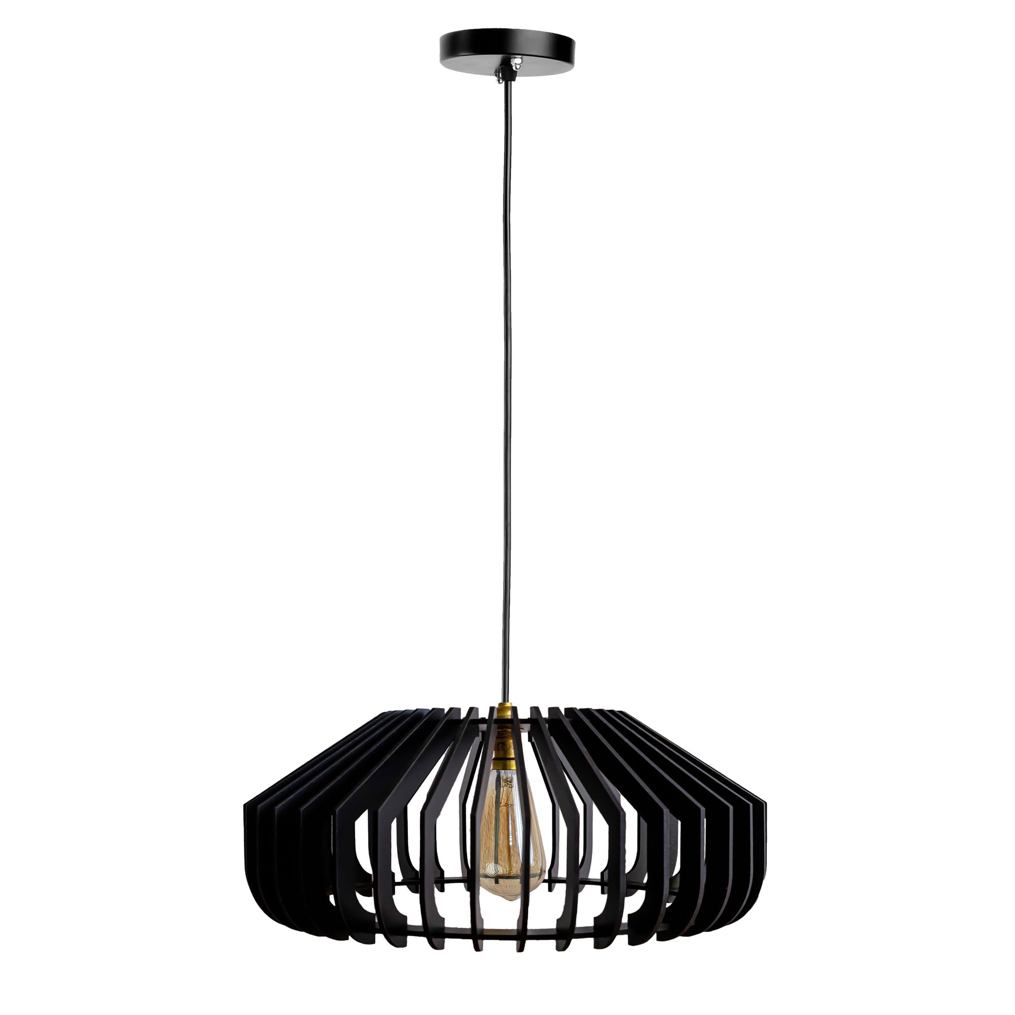 Cassa Black Wood Ceiling Lamp