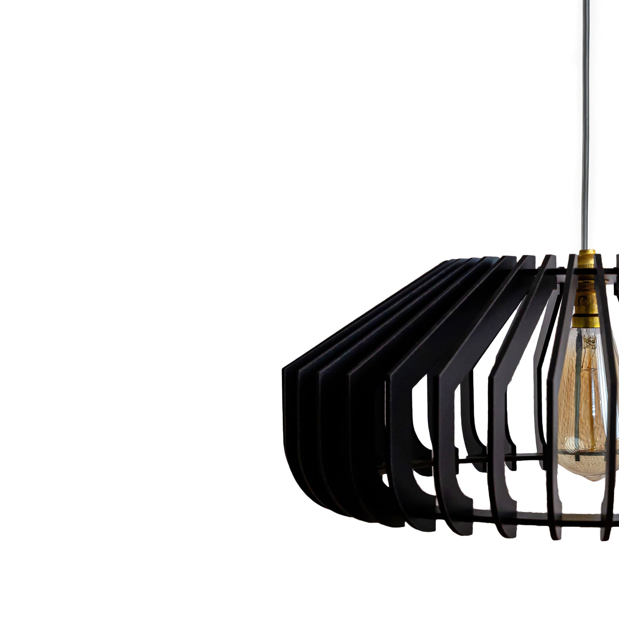Cassa Black Wood Ceiling Lamp