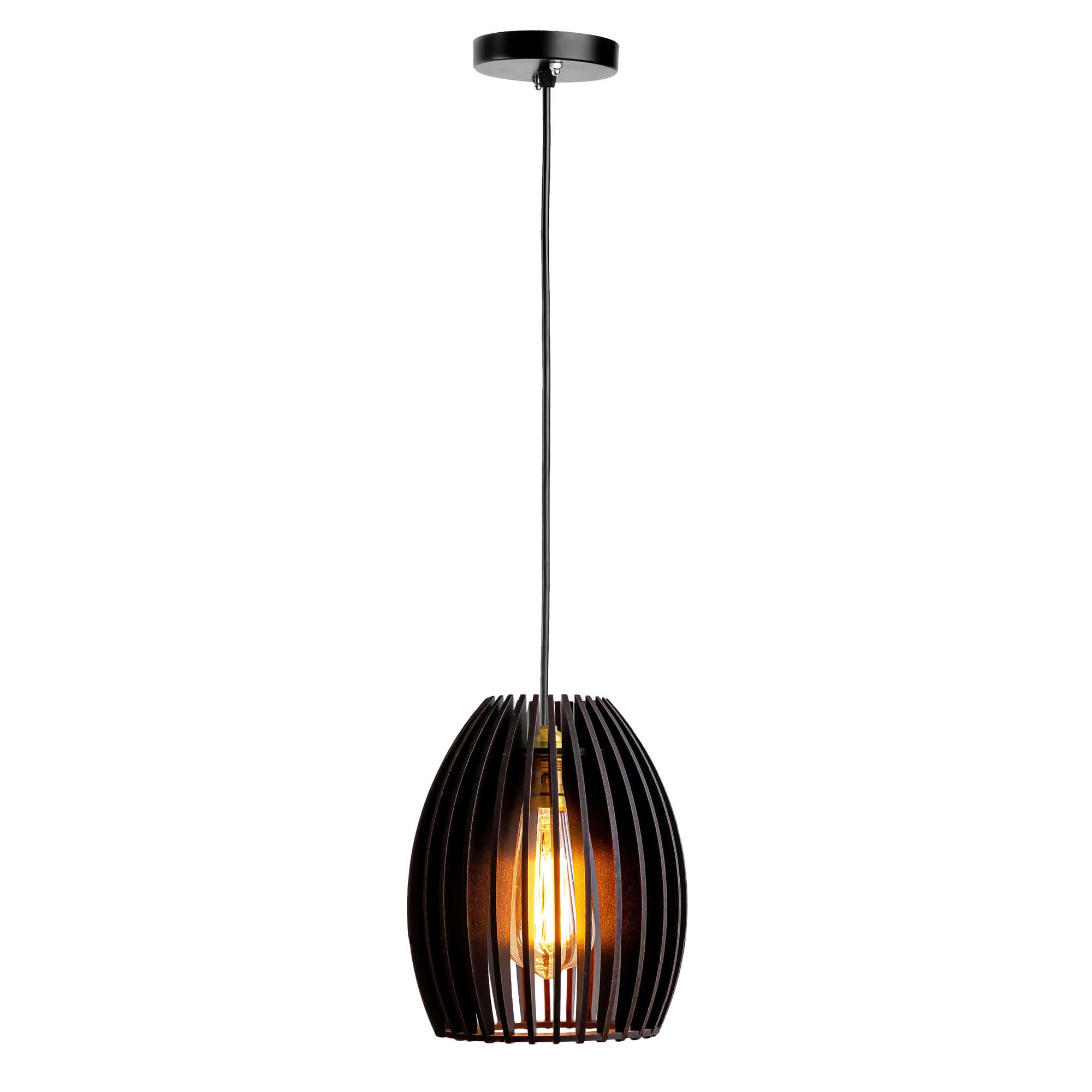 Carat Black Wood Ceiling Lamp