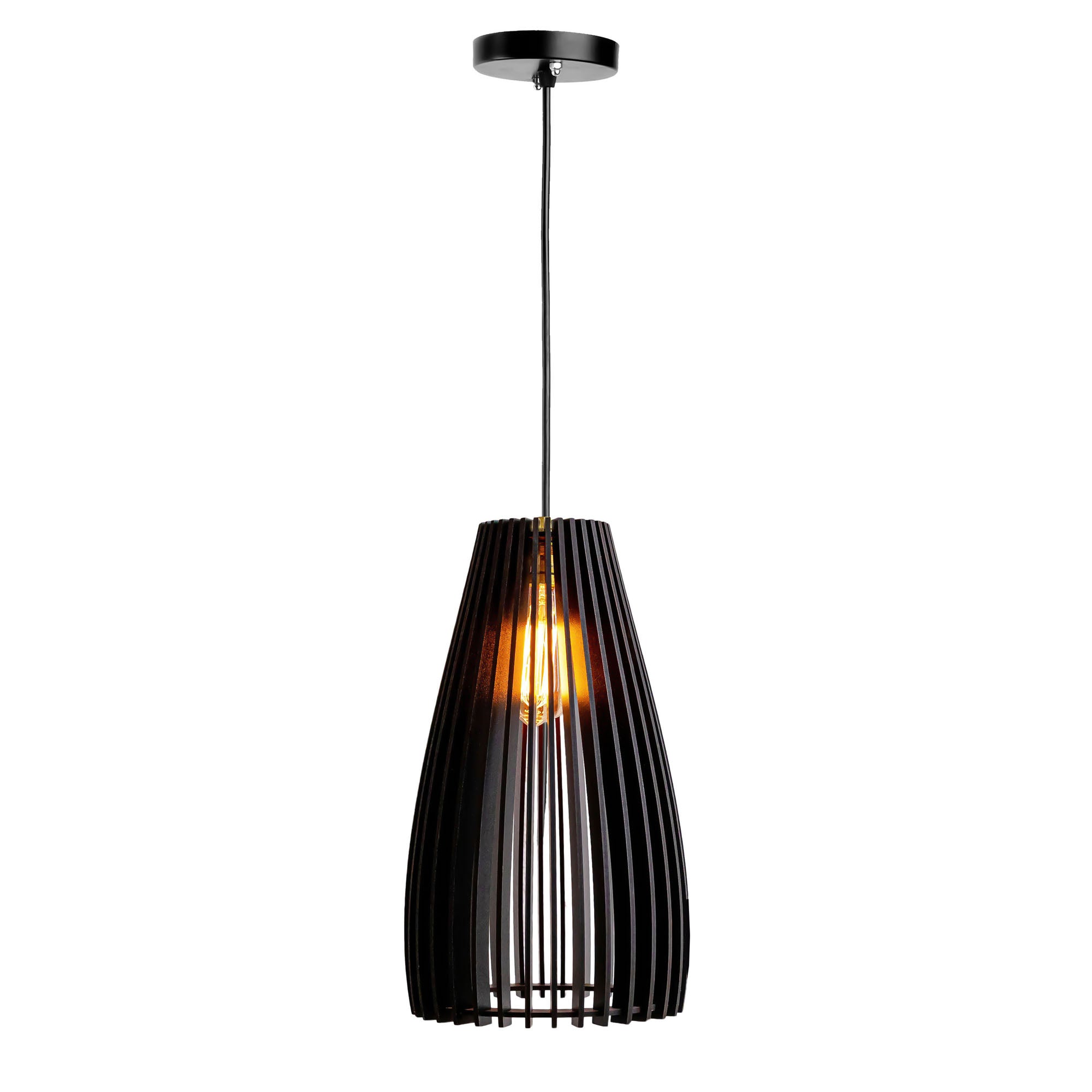 Cazel Black Wood Ceiling Lamp
