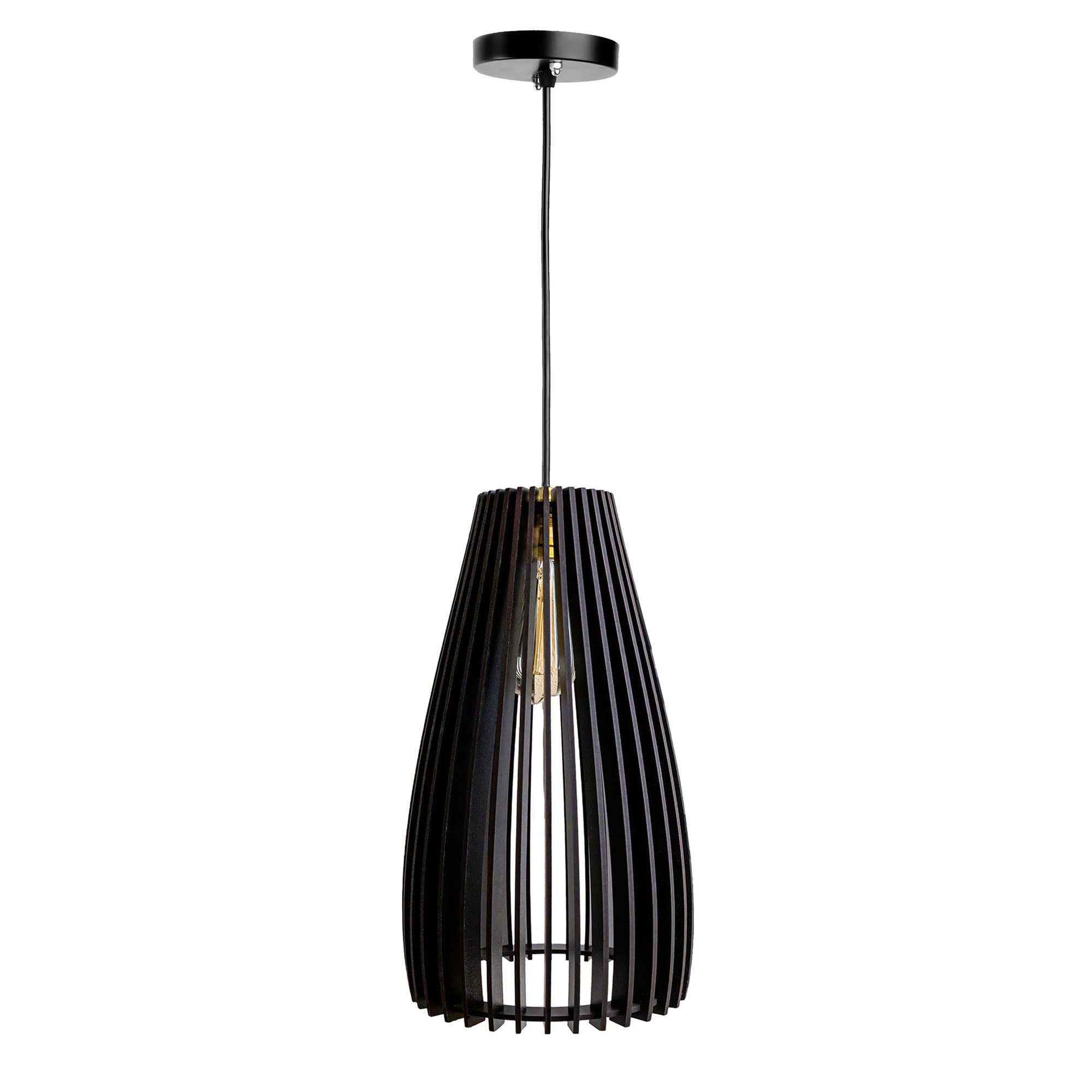 Cazel Black Wood Ceiling Lamp