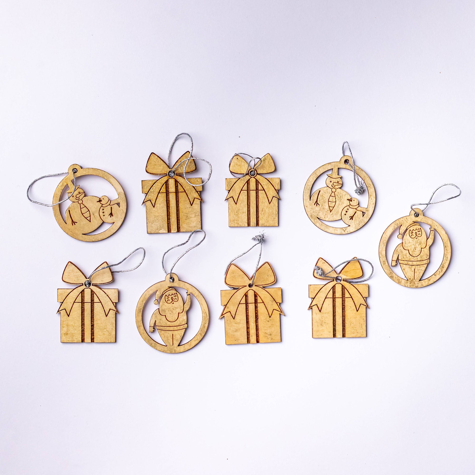 Santa, Snowman & Gift Ornament Set