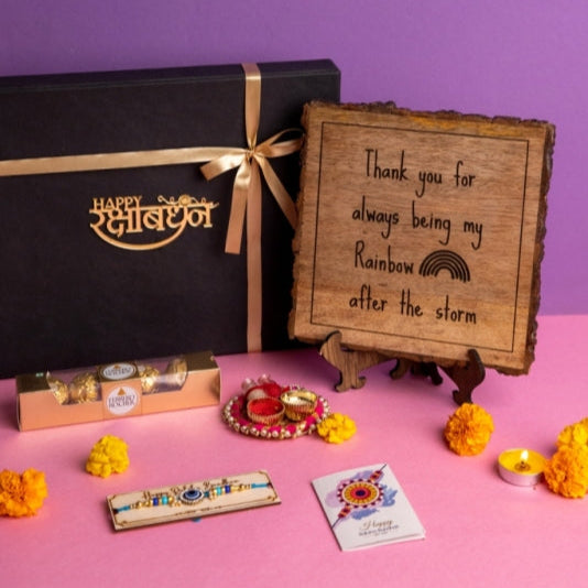 5-in-1 Sibling Love Treasure Box – A Heartfelt Hamper Featuring a Gift plaque for brother's