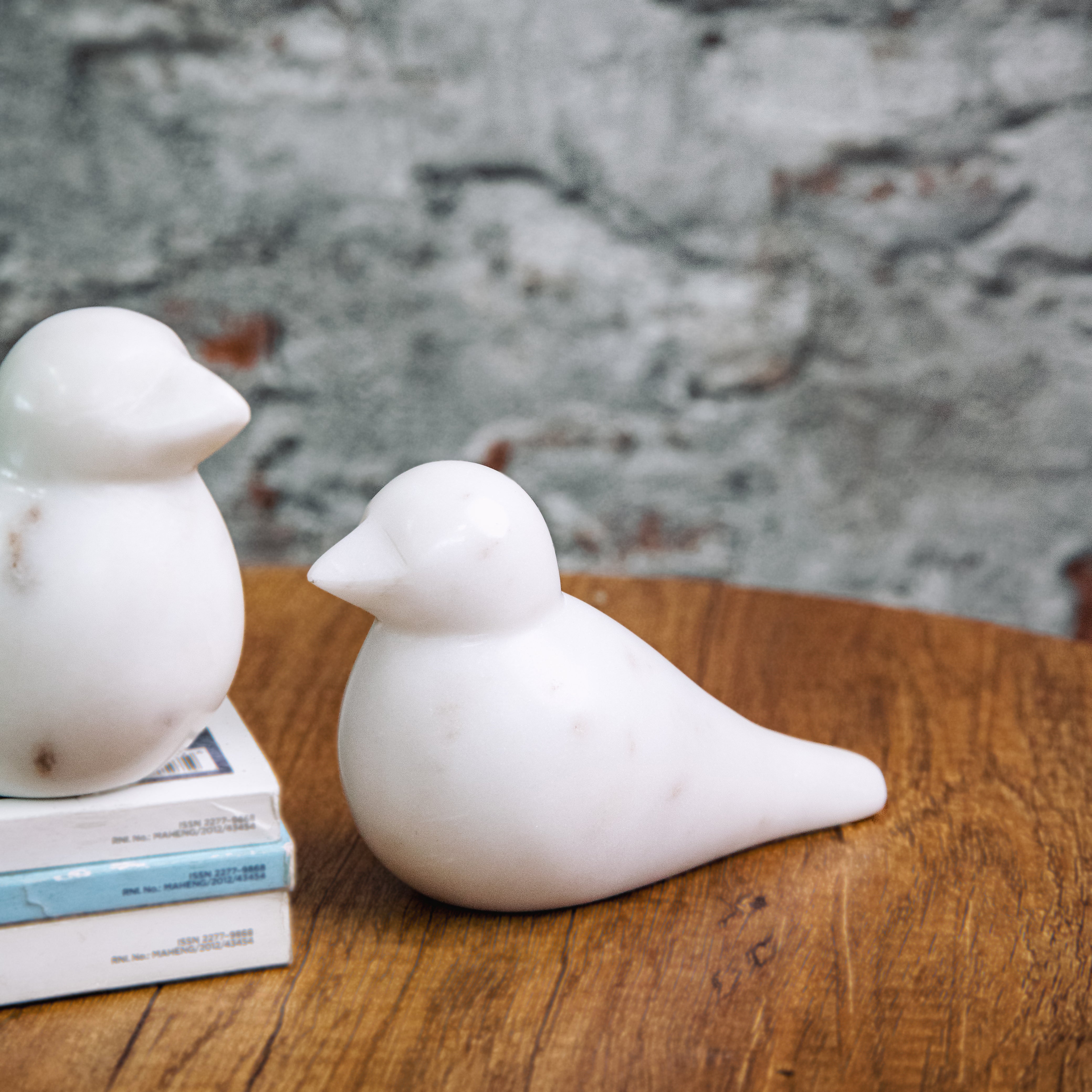 White Marble Bird Décor Accent - Set of 2