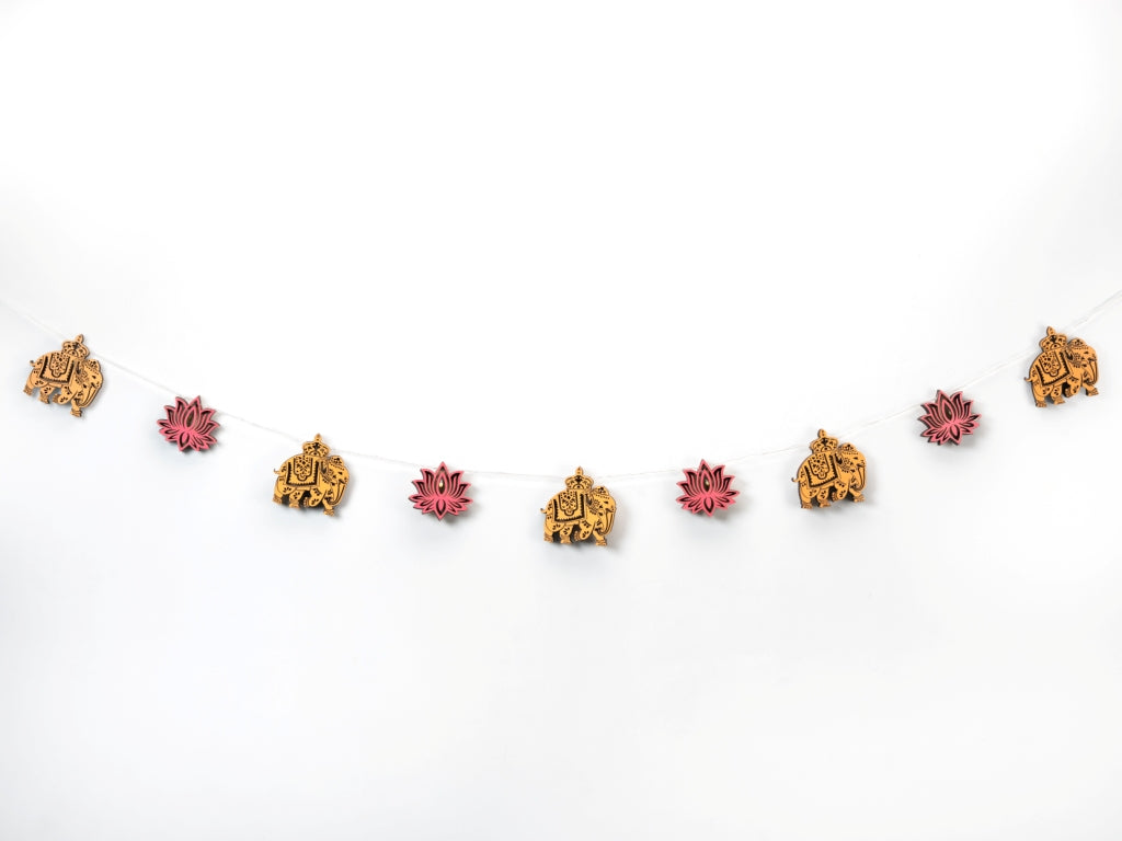 3D Elephant & Flower Bunting