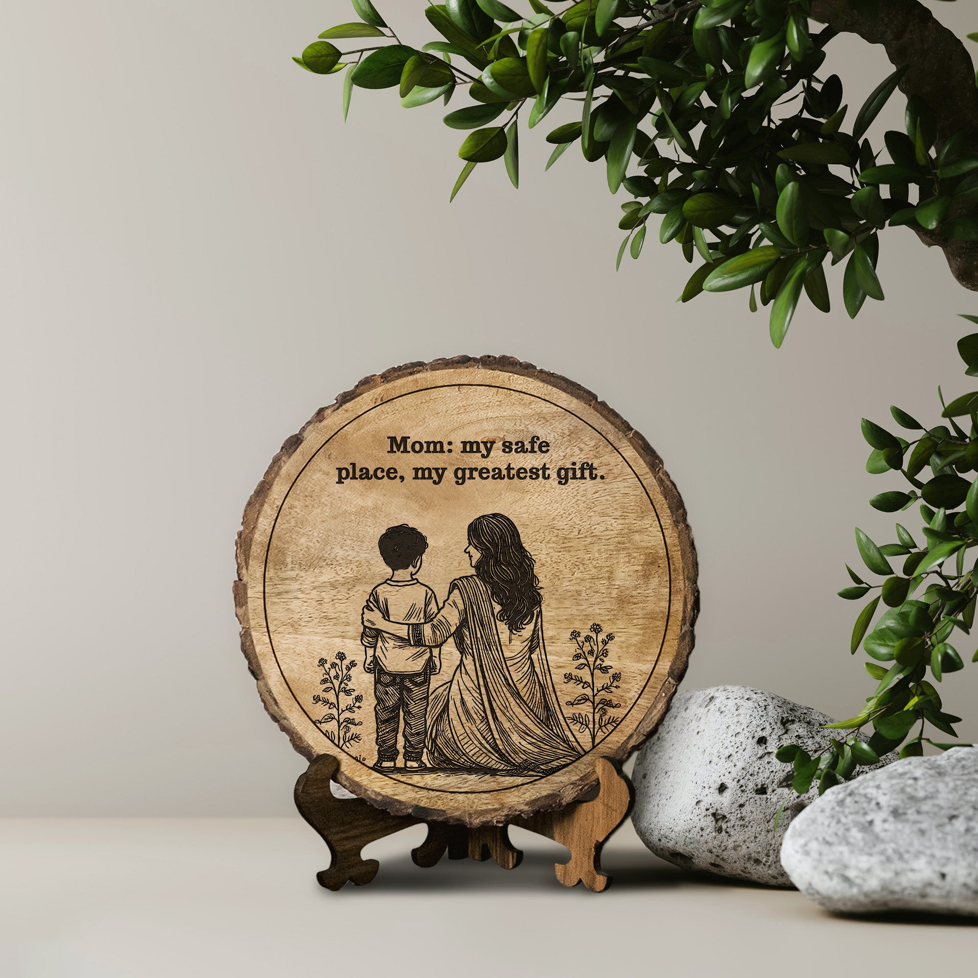 Handcrafted Mango Wood Personalized plaque-Mother's day Gift