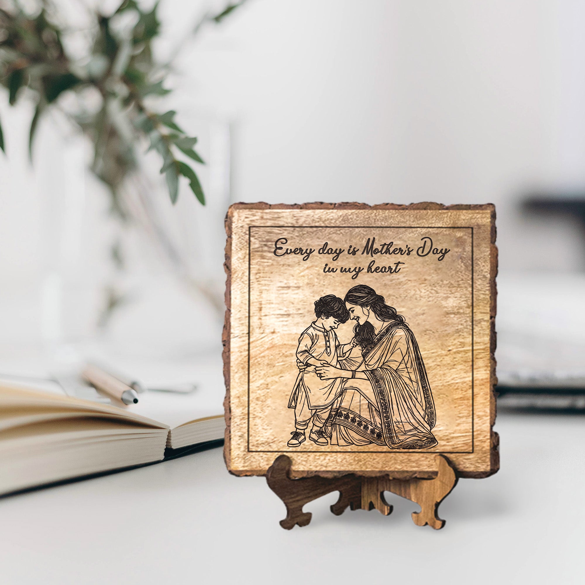 Handcrafted Mango Wood Personalized plaque-Mother's day Gift