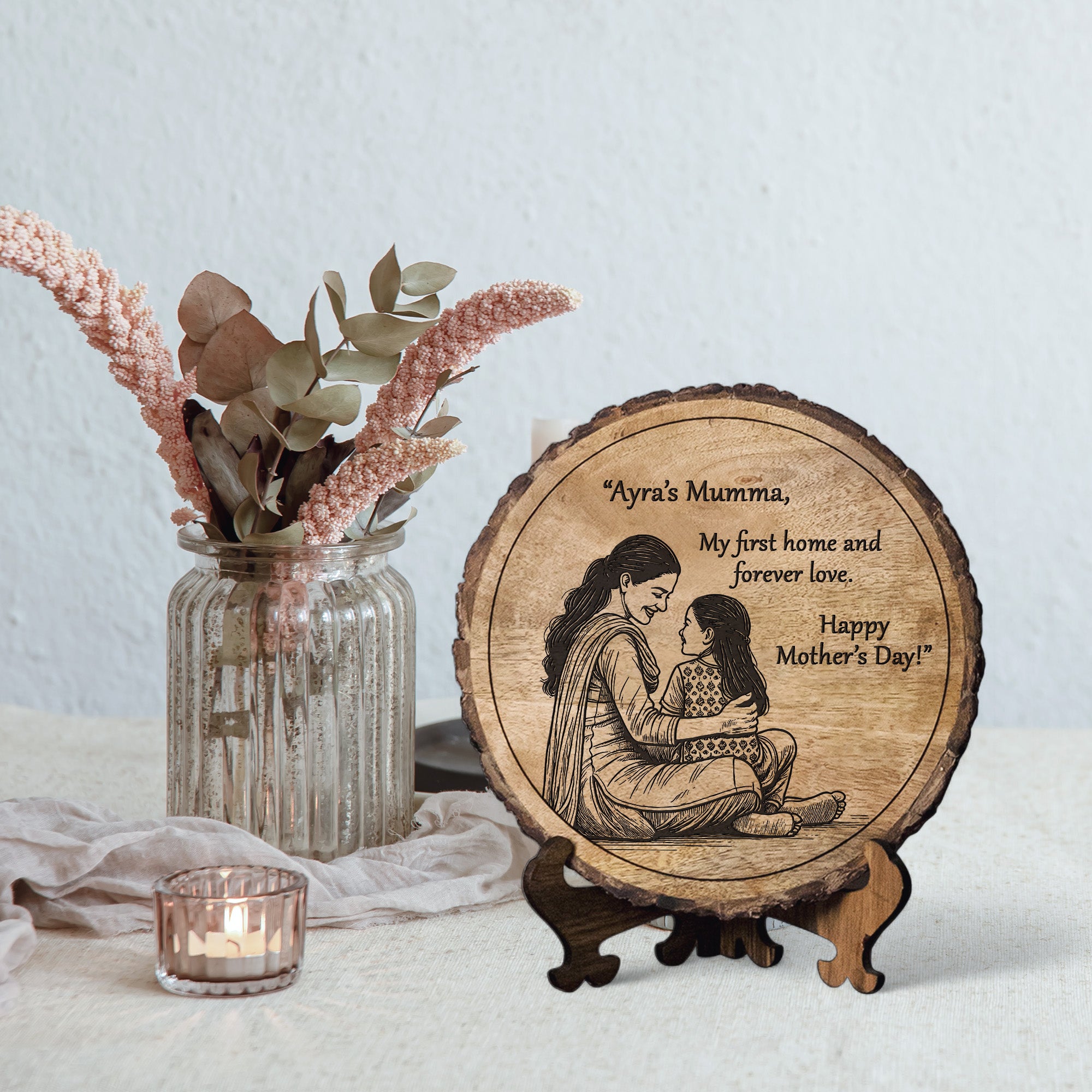 Handcrafted Mango Wood Personalized plaque-Mother's day Gift