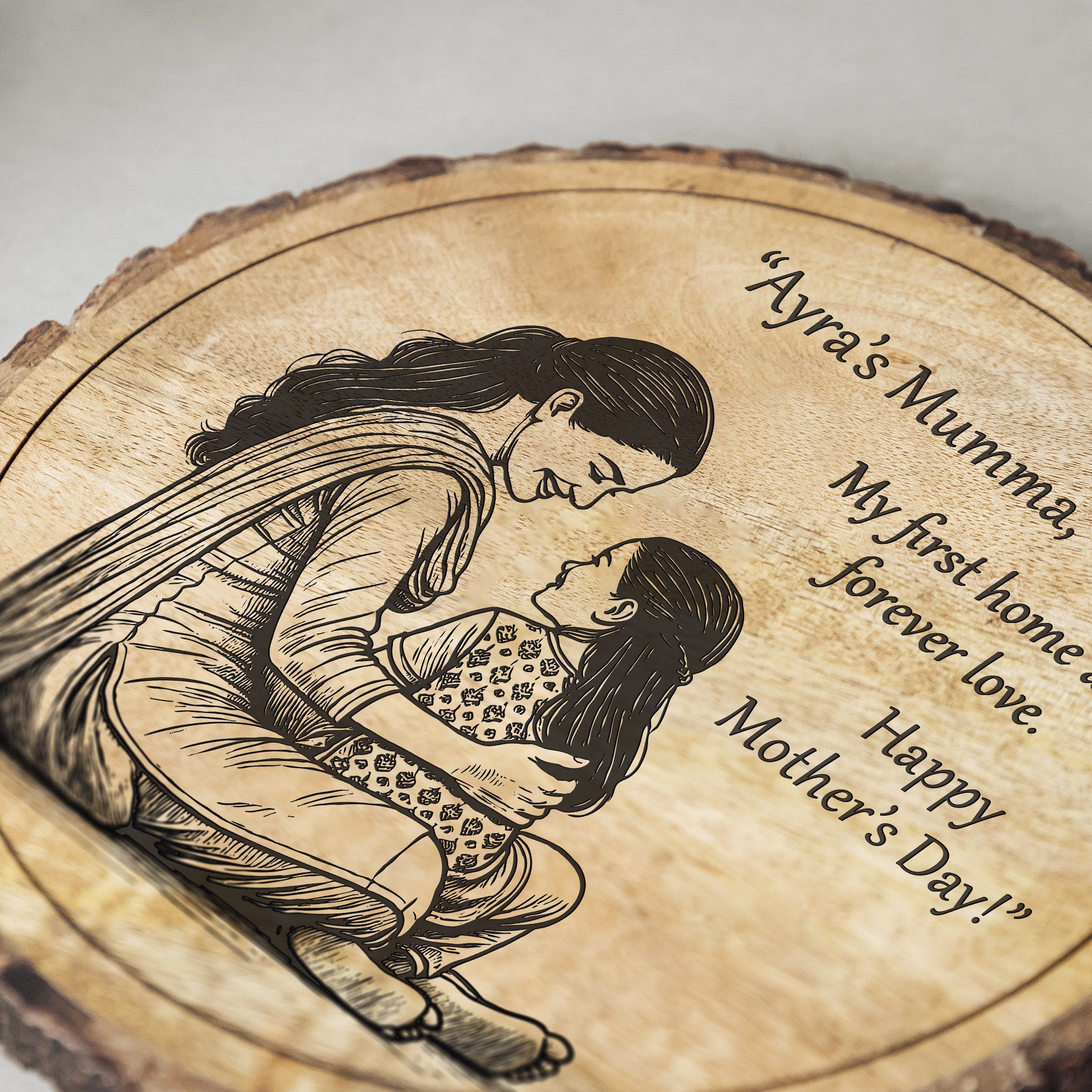 Handcrafted Mango Wood Personalized plaque-Mother's day Gift