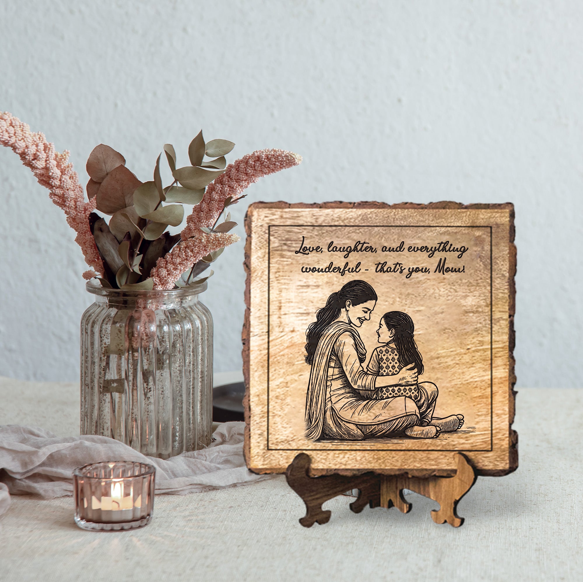 Handcrafted Mango Wood Personalized plaque-Mother's day Gift