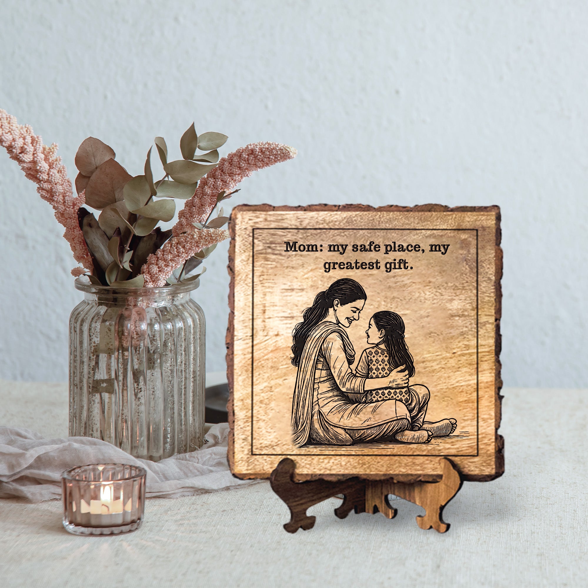 Handcrafted Mango Wood Personalized plaque-Mother's day Gift
