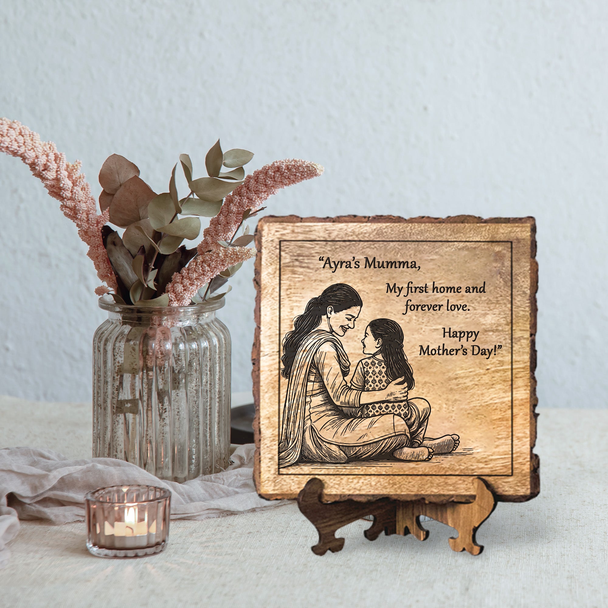 Handcrafted Mango Wood Personalized plaque-Mother's day Gift