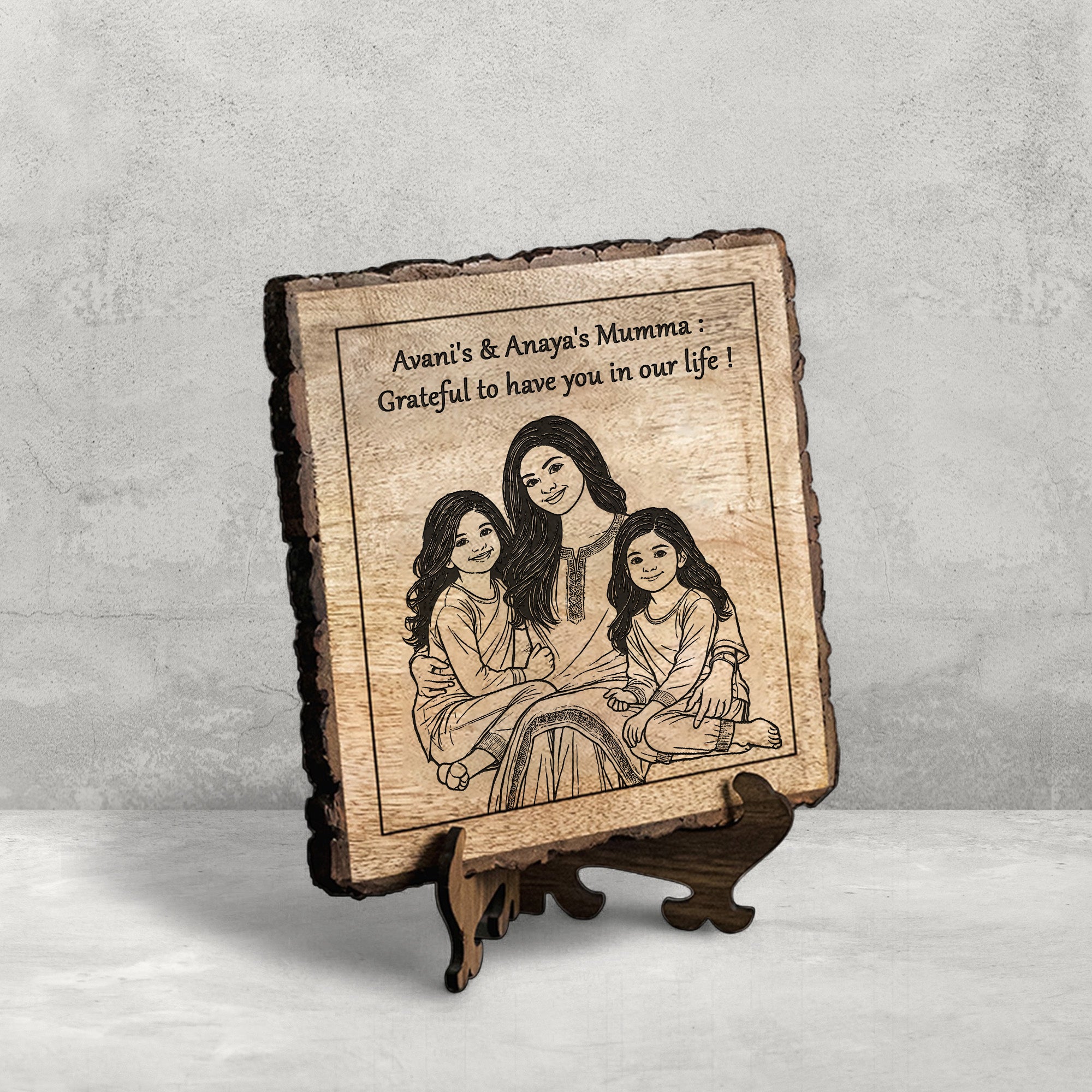 Handcrafted Mango Wood Personalized plaque-Mother's day Gift