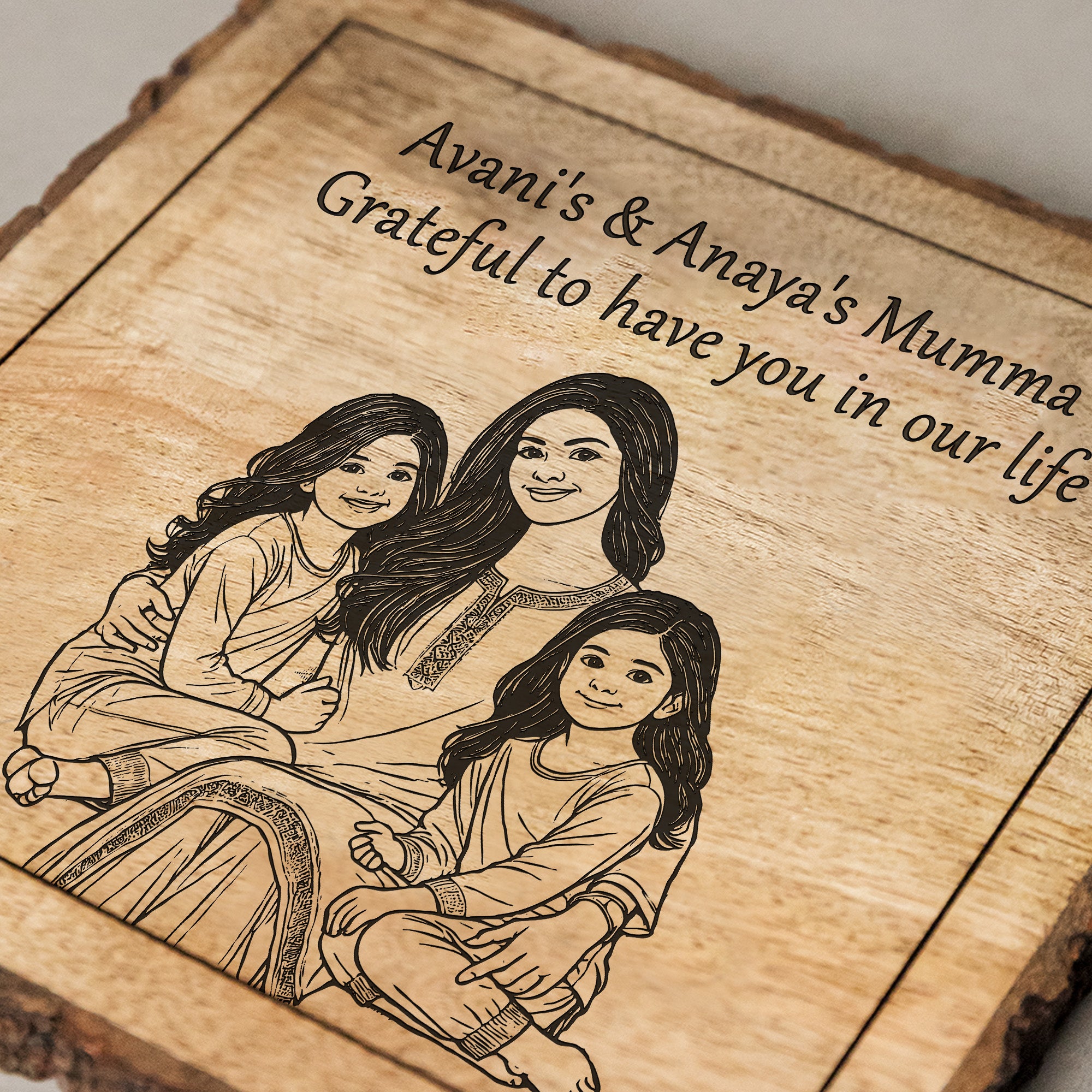 Handcrafted Mango Wood Personalized plaque-Mother's day Gift