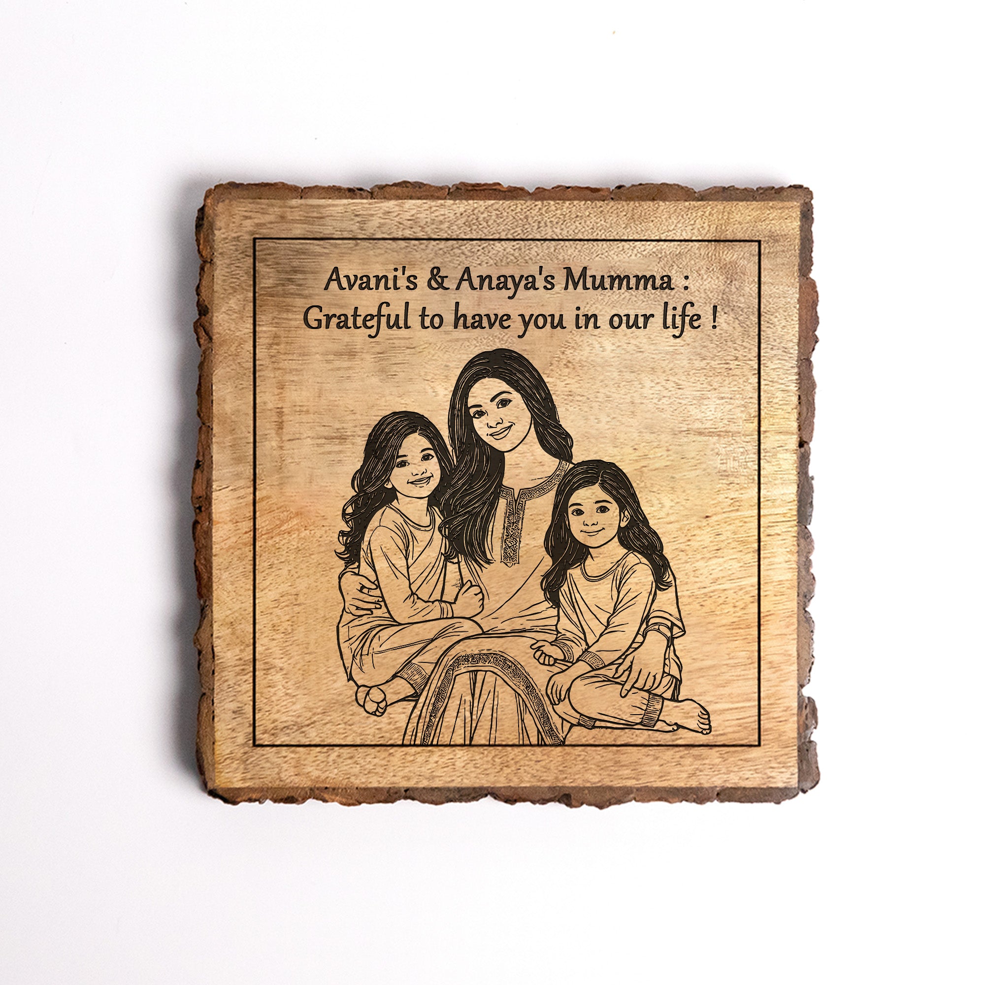 Handcrafted Mango Wood Personalized plaque-Mother's day Gift