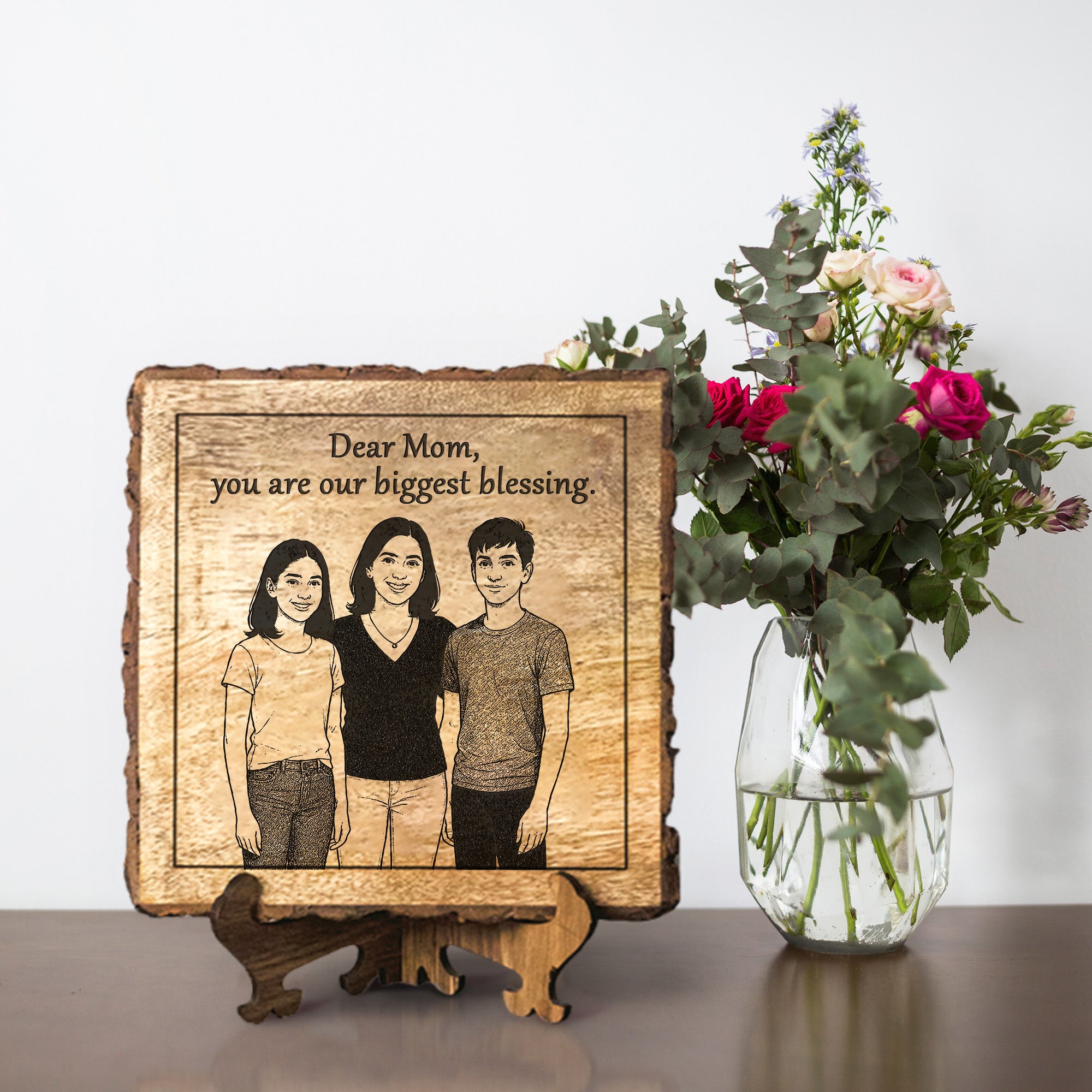 Handcrafted Mango Wood Personalized plaque-Mother's day Gift