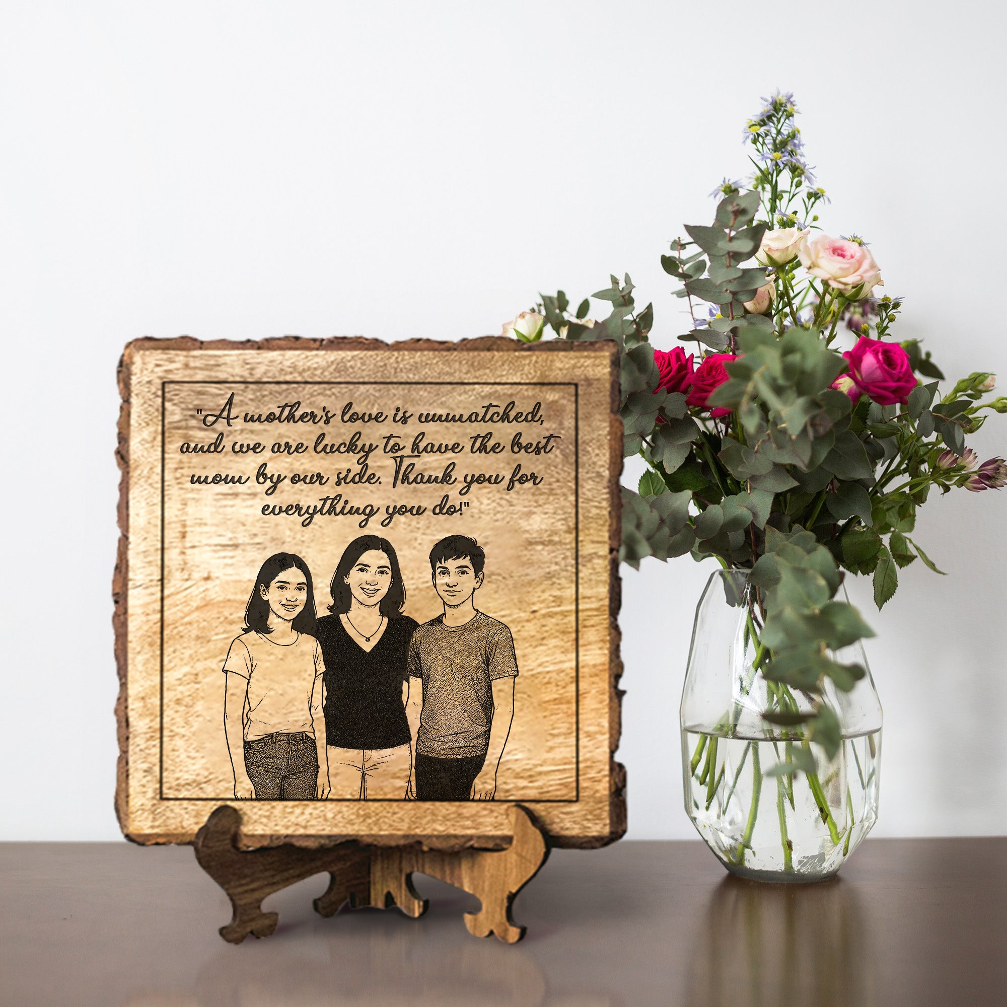 Handcrafted Mango Wood Personalized plaque-Mother's day Gift