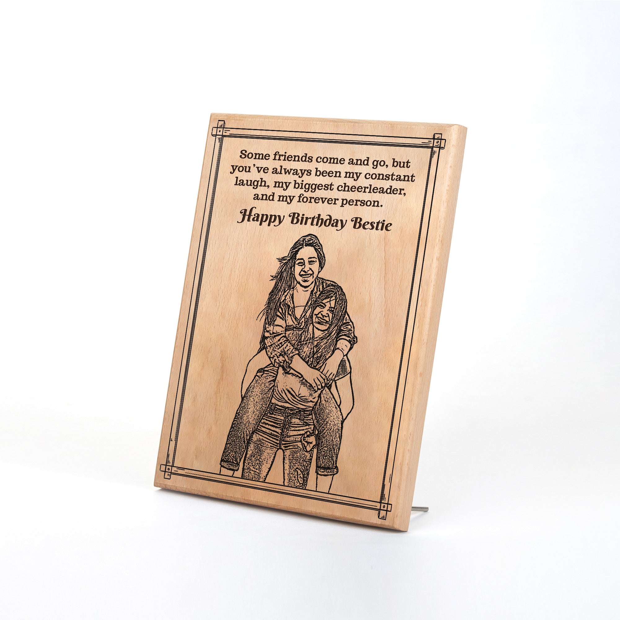Customized Birthday Gift Plaque for Friend - Steam beech Wood 7X9 Inch