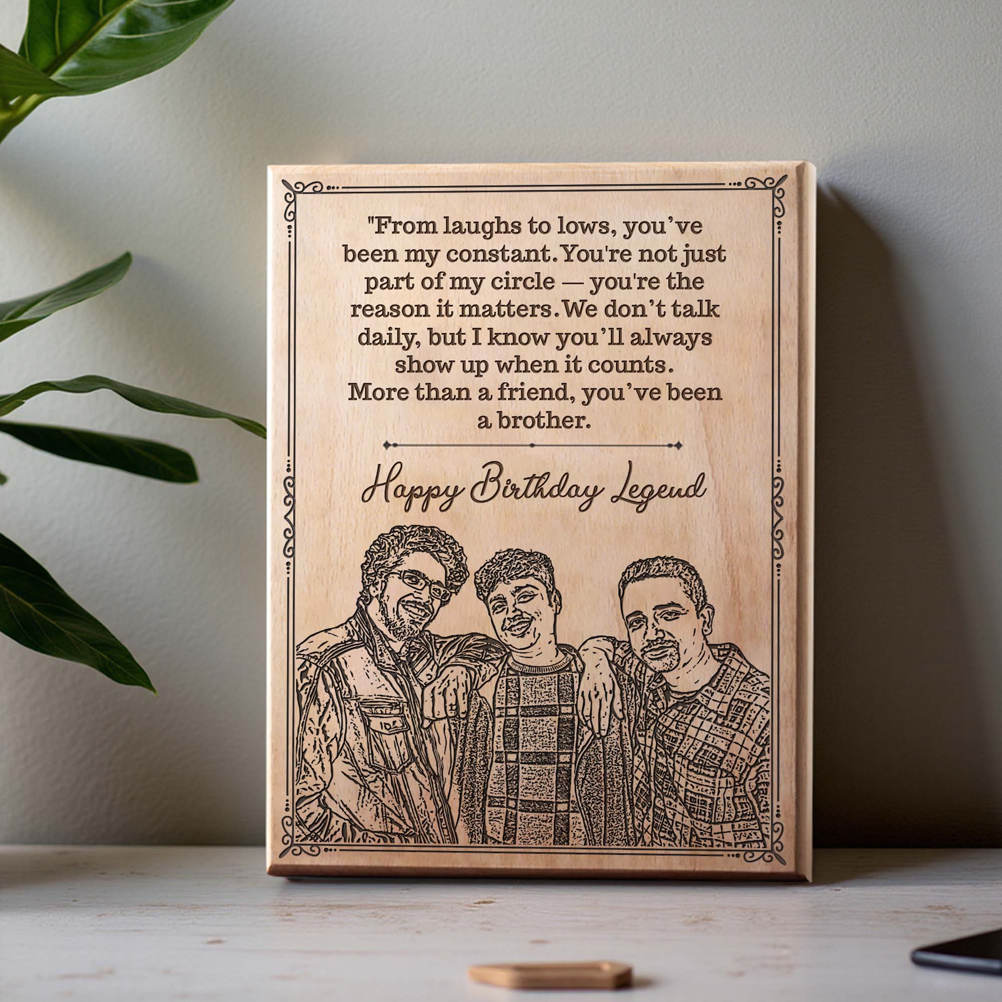 Customized Birthday Gift Plaque for Friend - Steam beech Wood 9X12 Inch