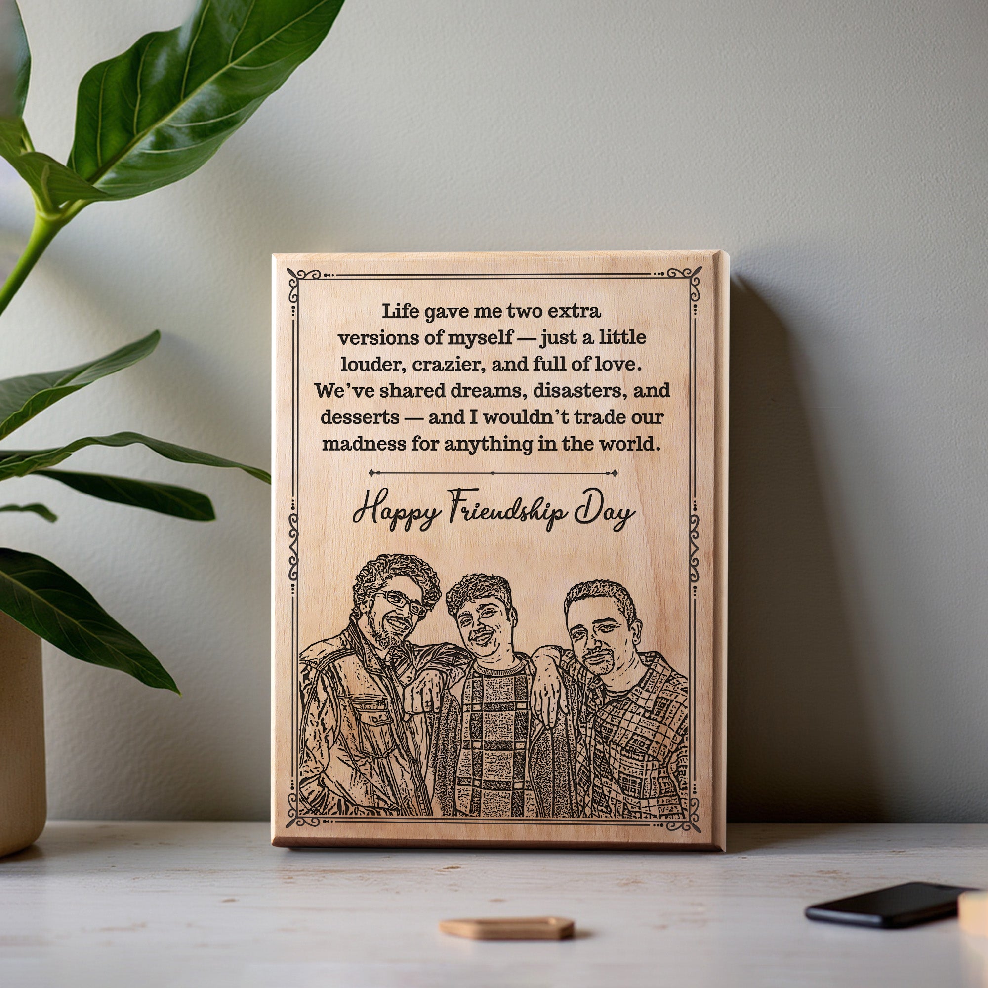 Handcrafted Mango Wood Personalized plaque- Friendship Day  Gift  7X9