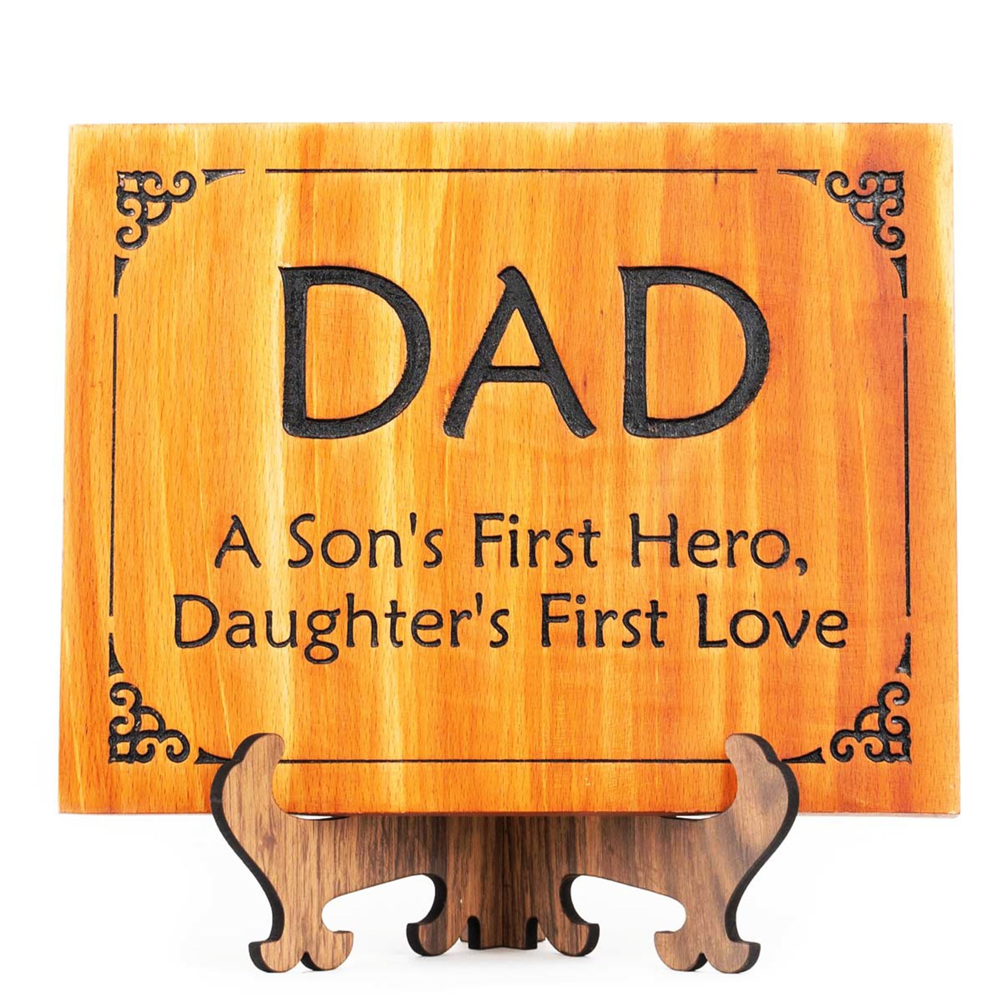 Dad engraved plaque Teak colour