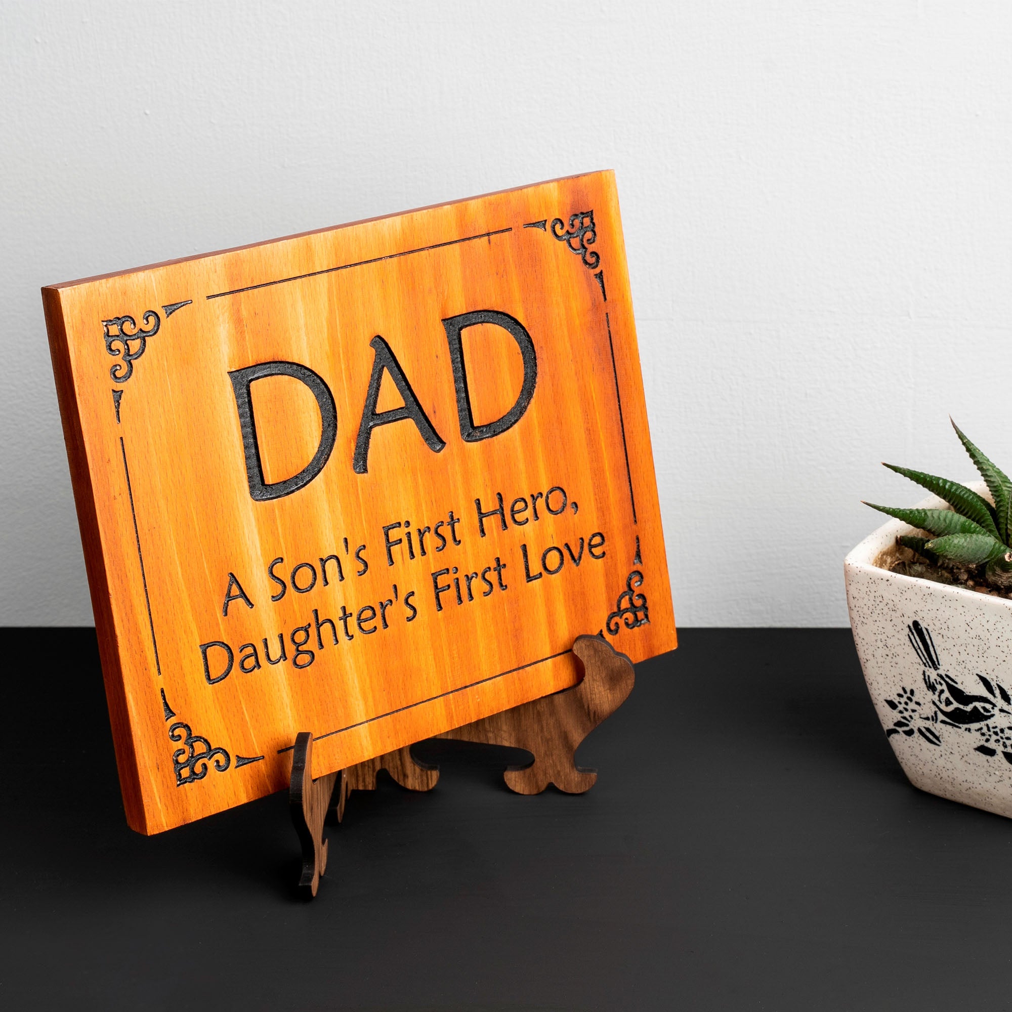 Dad engraved plaque Teak colour