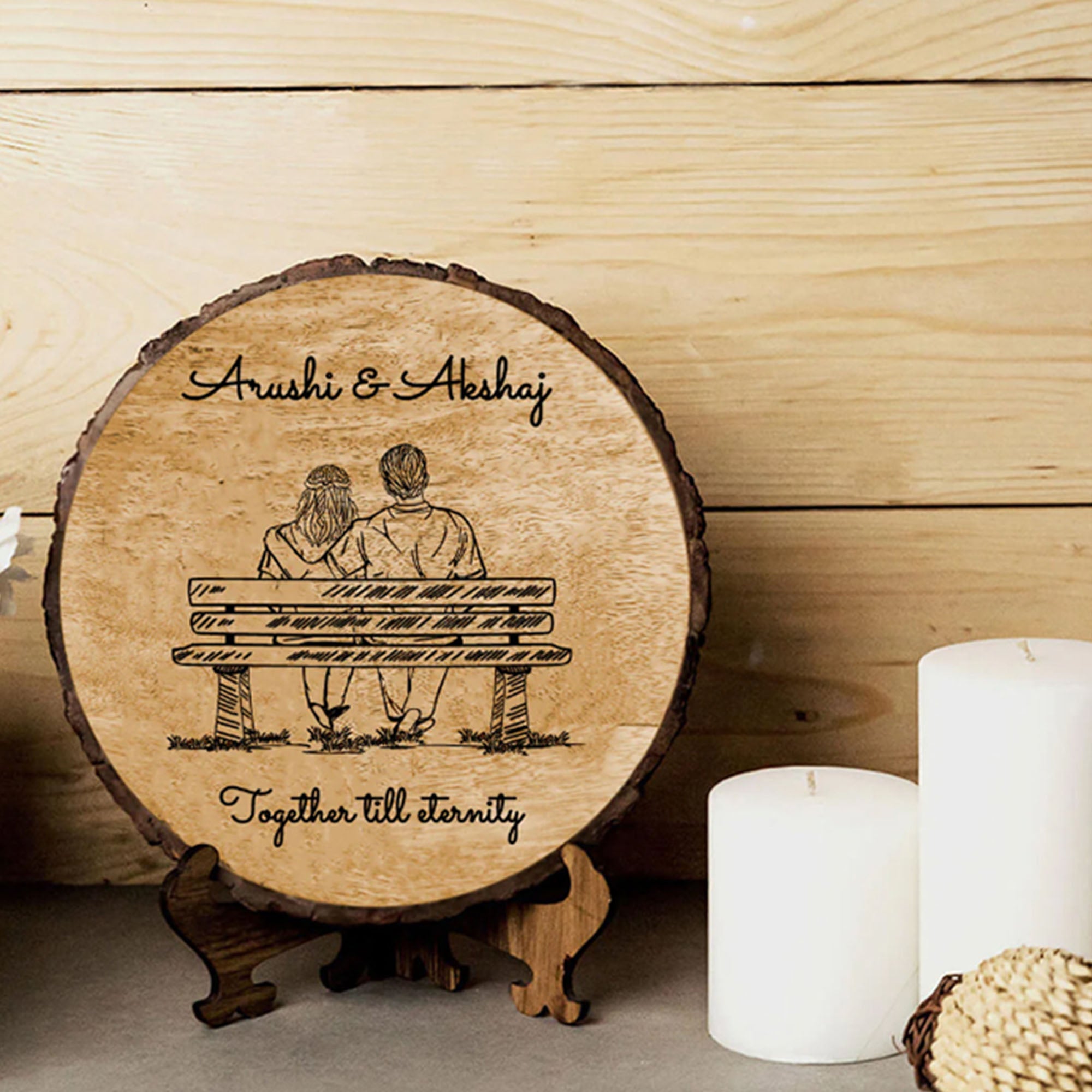 Customized Couple Name Round Plaque