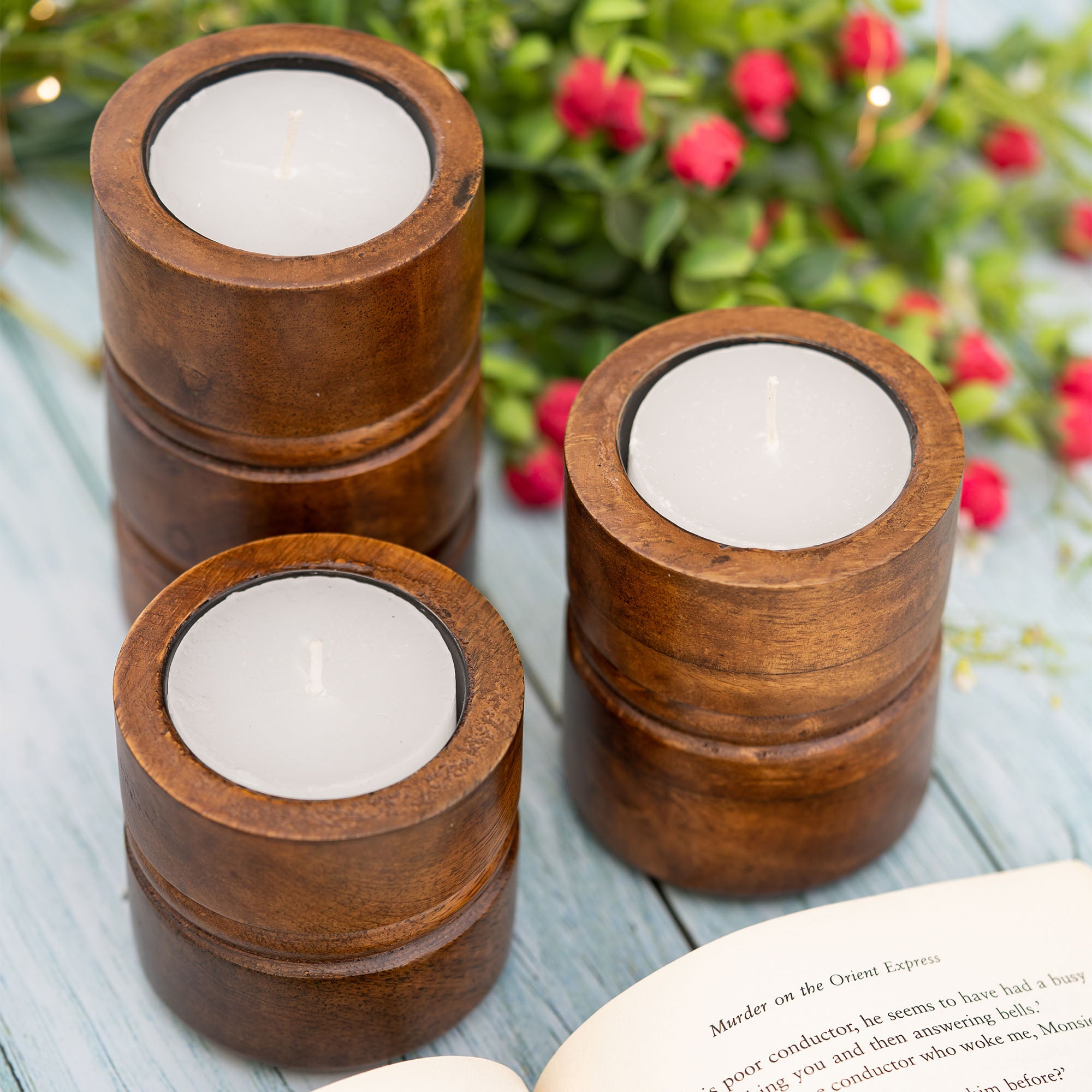 BAKU Candle Holder (Walnut Finish)